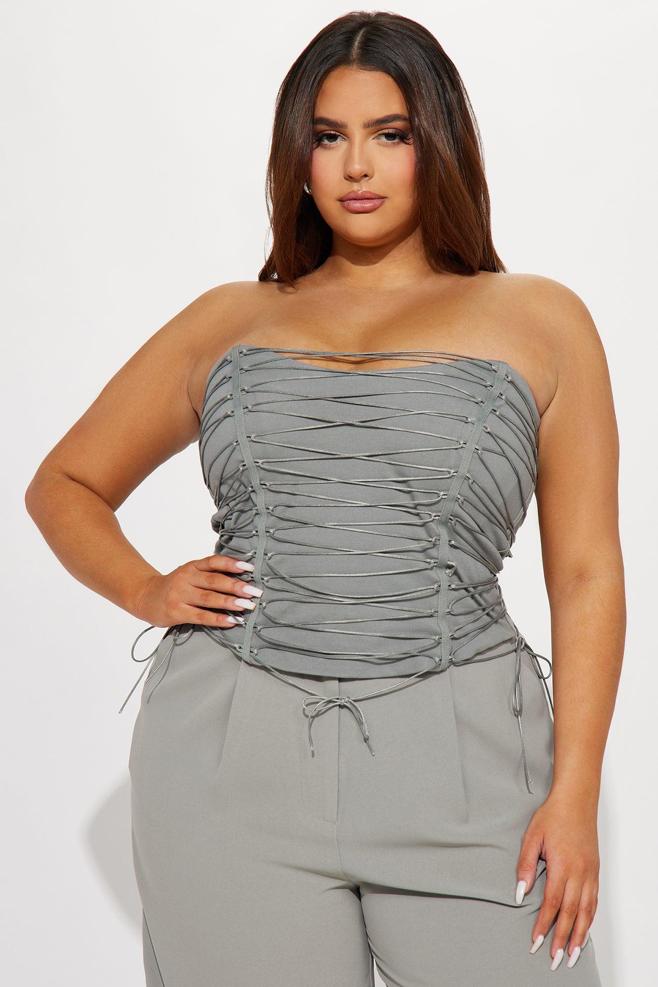 Hot List Strappy Corset top - Grey Product Image