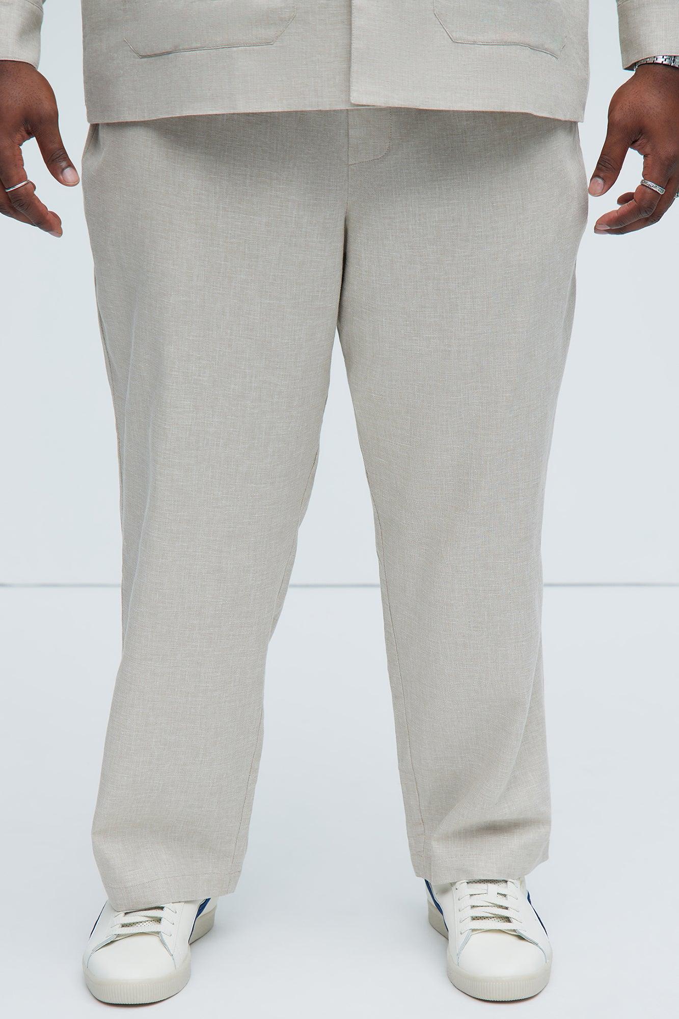Bahamas Straight Linen Pants - Stone Product Image