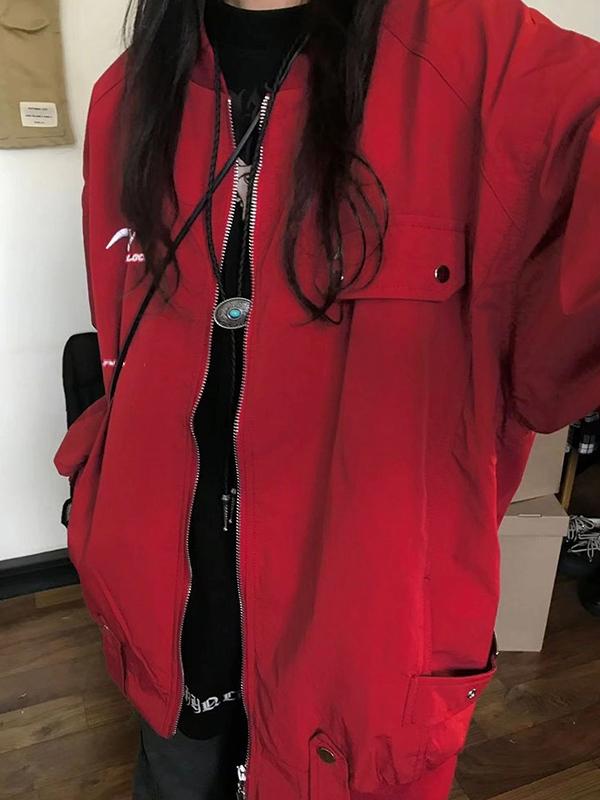 Multi Pocket Snap Button Decor Thin Jacket Product Image