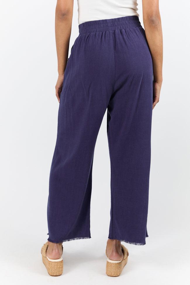 Look Your Best Navy Frayed Detail Ankle Length Pants FINAL SALE Product Image