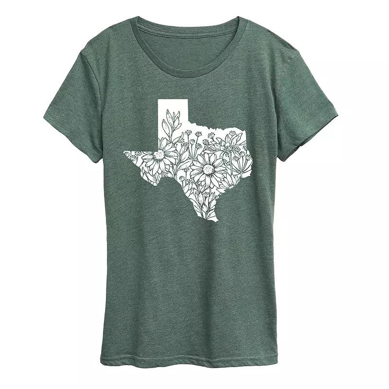 Womens Floral Texas Graphic Tee Heather Grey Product Image