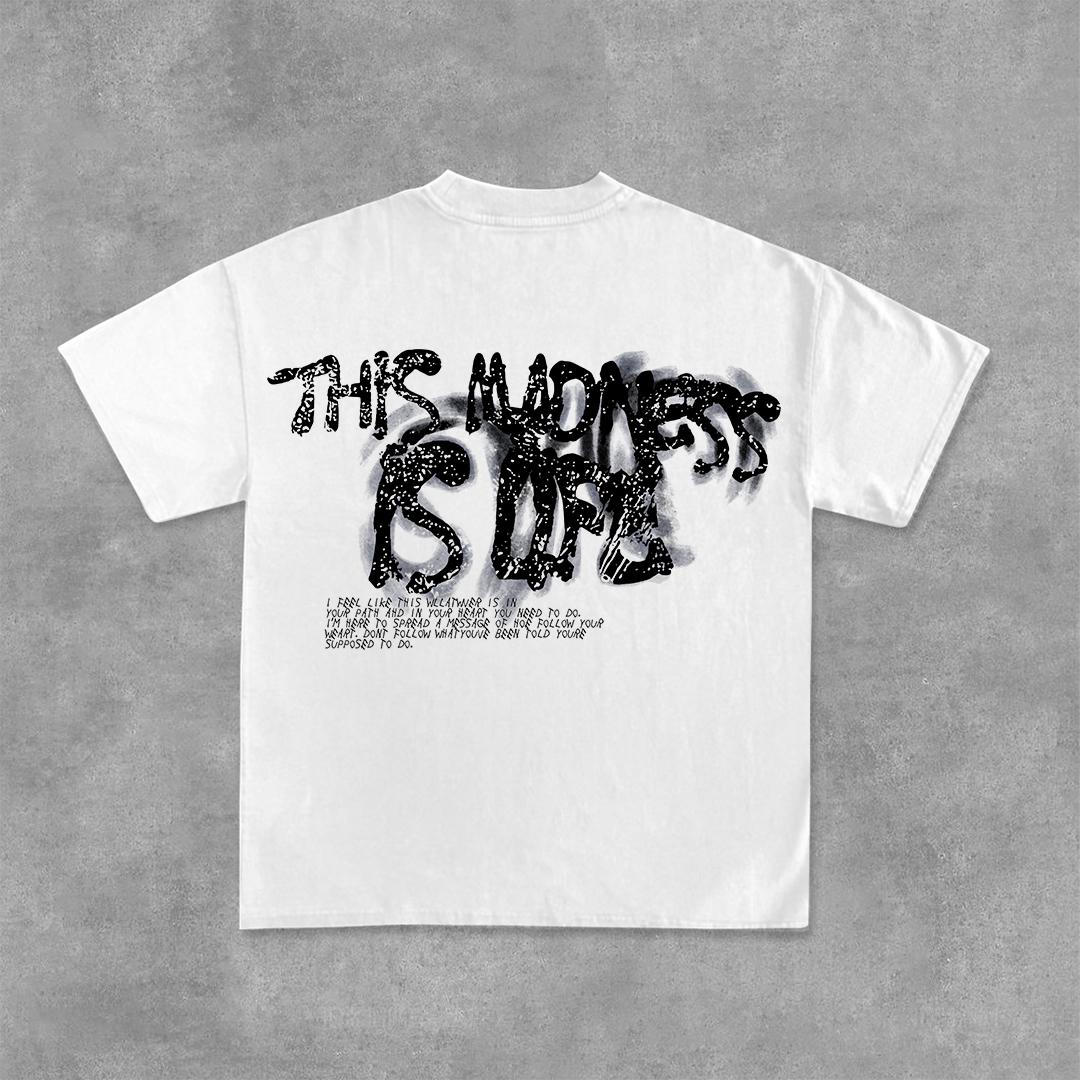 Vintage Madness Print Graphic Street Basketball T-Shirt Product Image