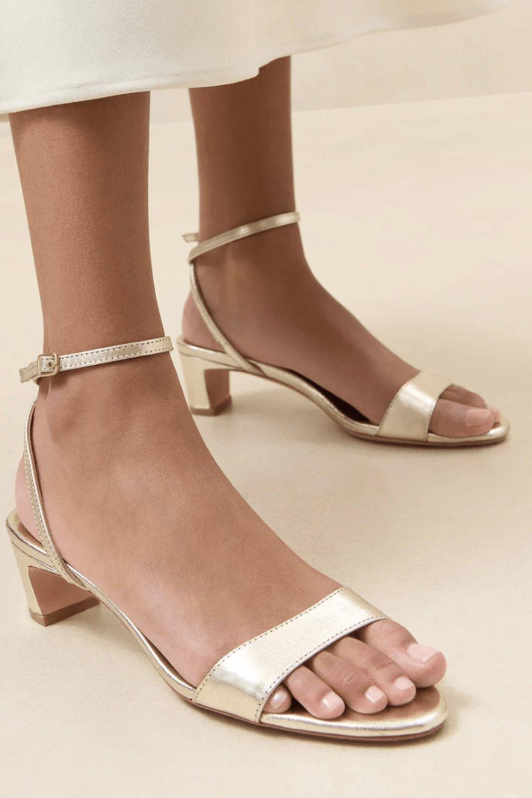 Alice Champagne Leather-Sandal Product Image