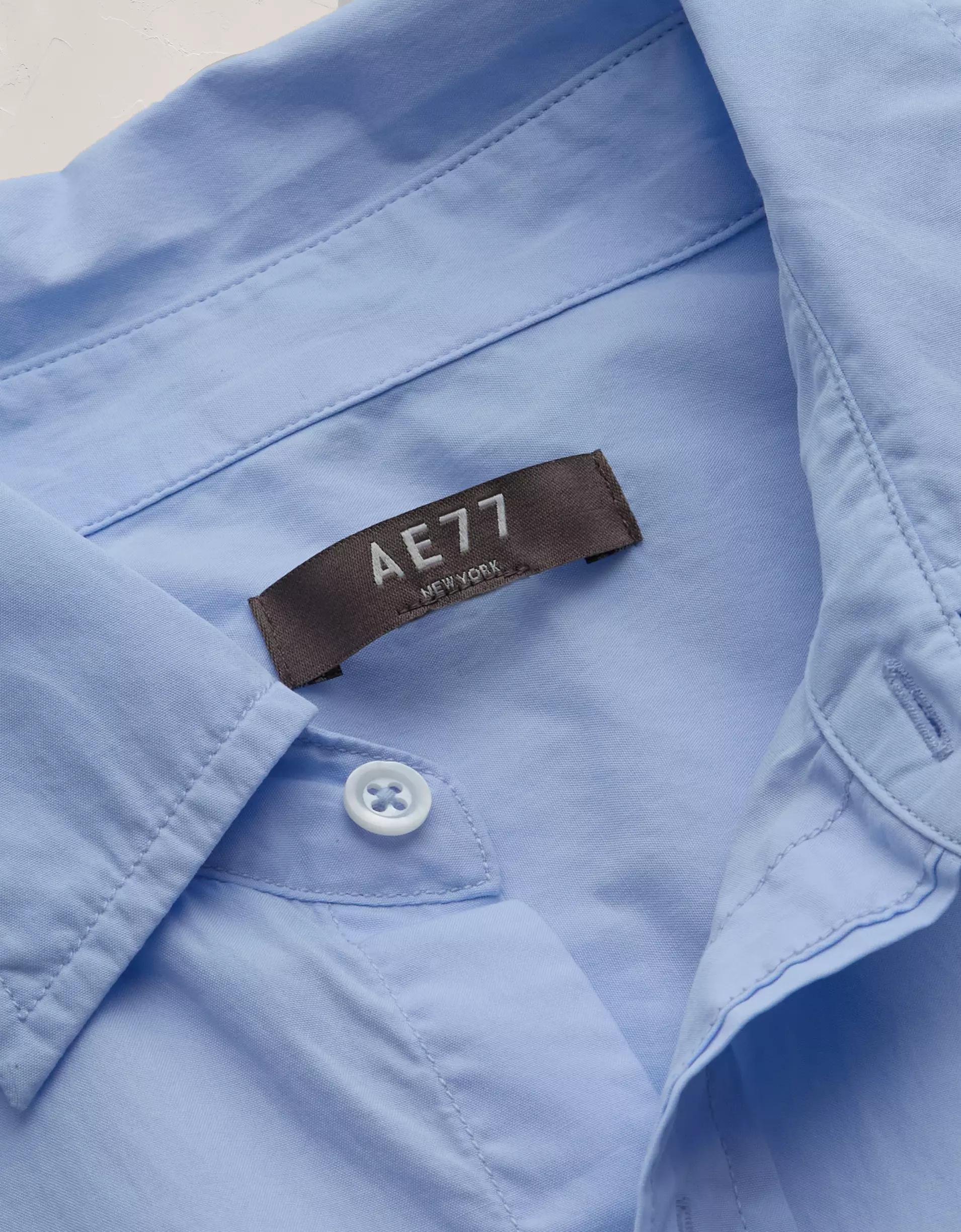 AE77 Premium Poplin Long-Sleeve Button-Up Bubble Shirt Product Image