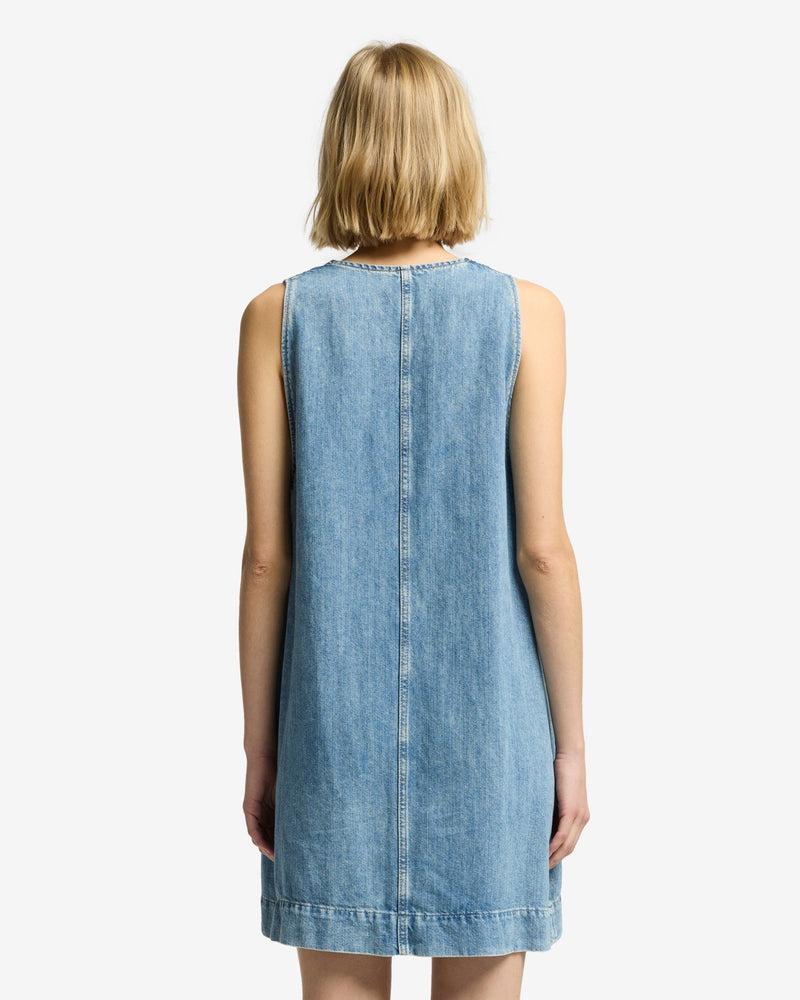Indigo Linen V-Neck Dress Product Image