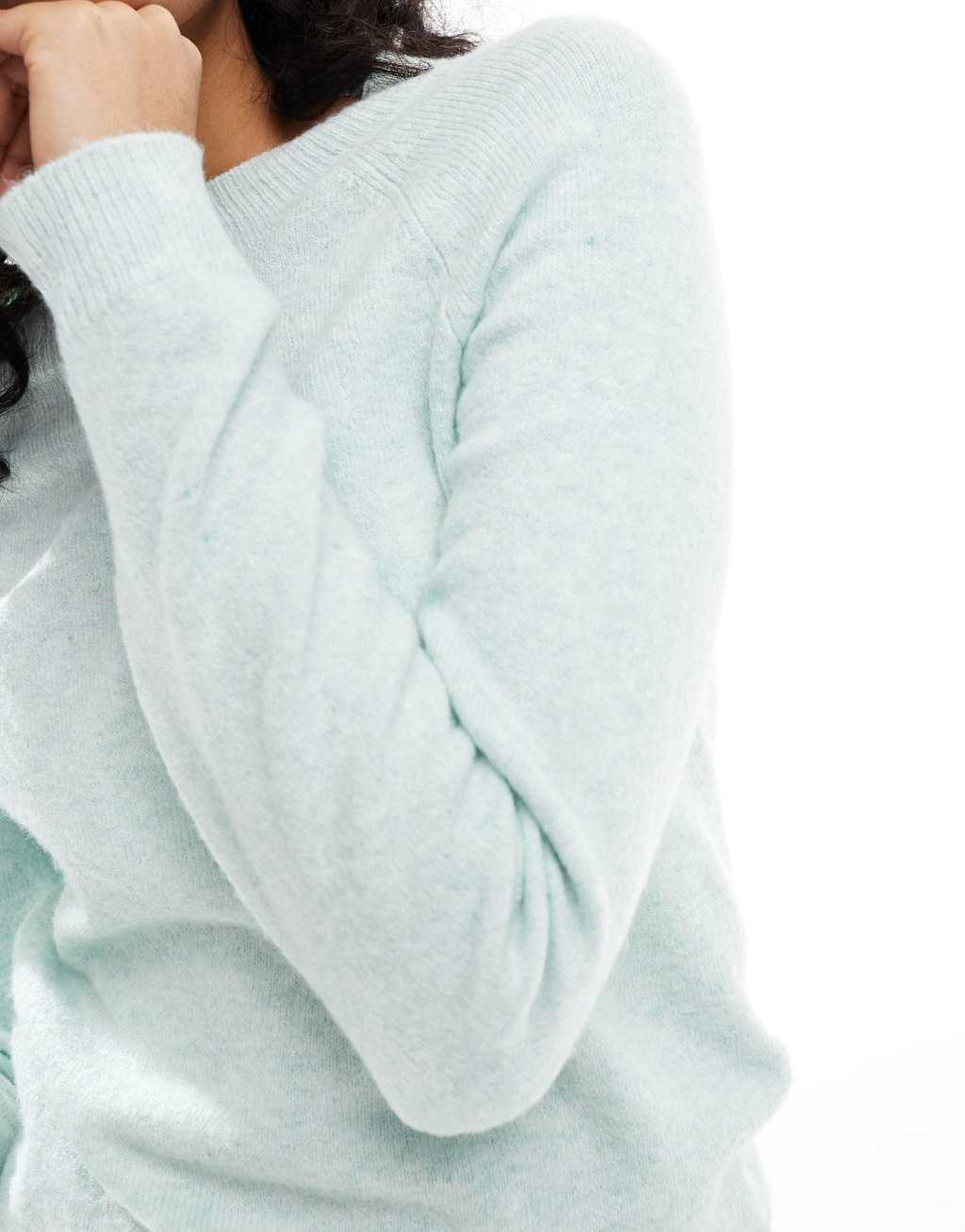 ONLY crew neck sweater in light mint green Product Image