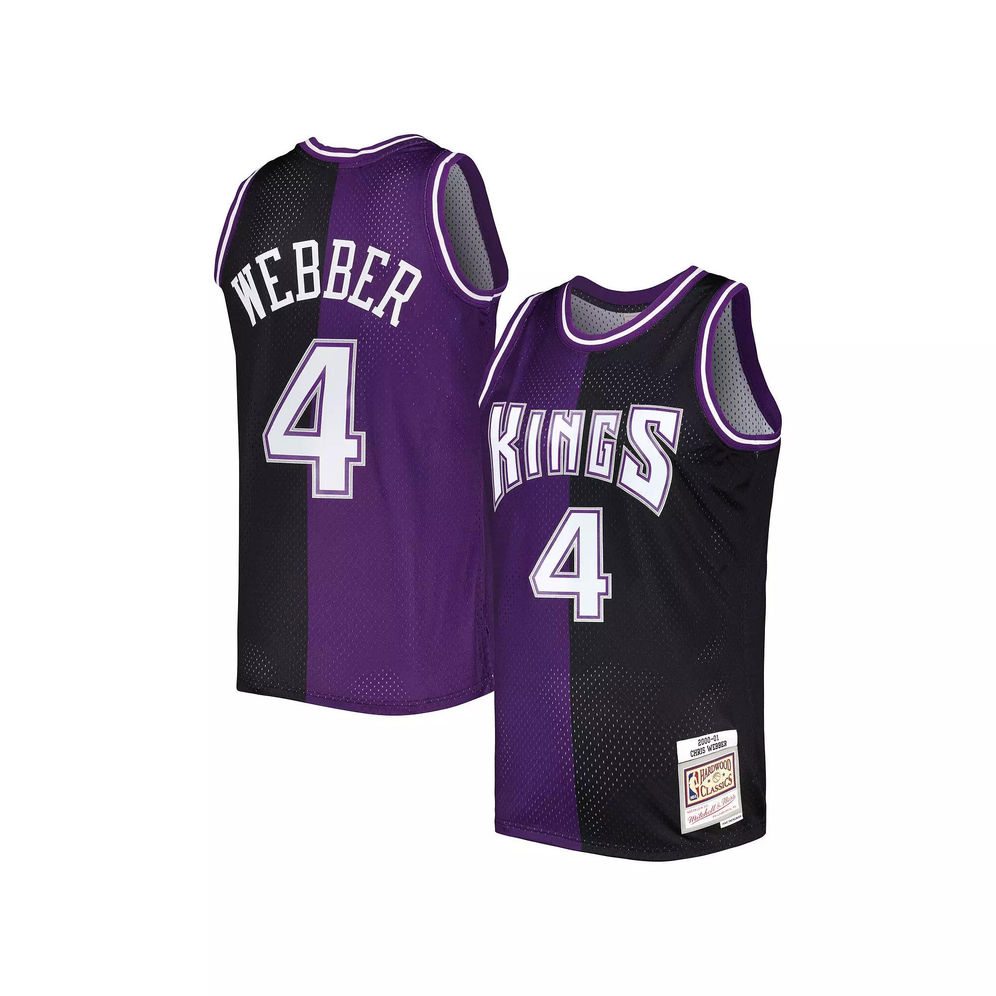 Men's Mitchell & Ness Chris Webber Purple/Black Sacramento Kings Hardwood Classics 2000-01 Split Swingman Jersey, Size: Small, Kng Purple Product Image
