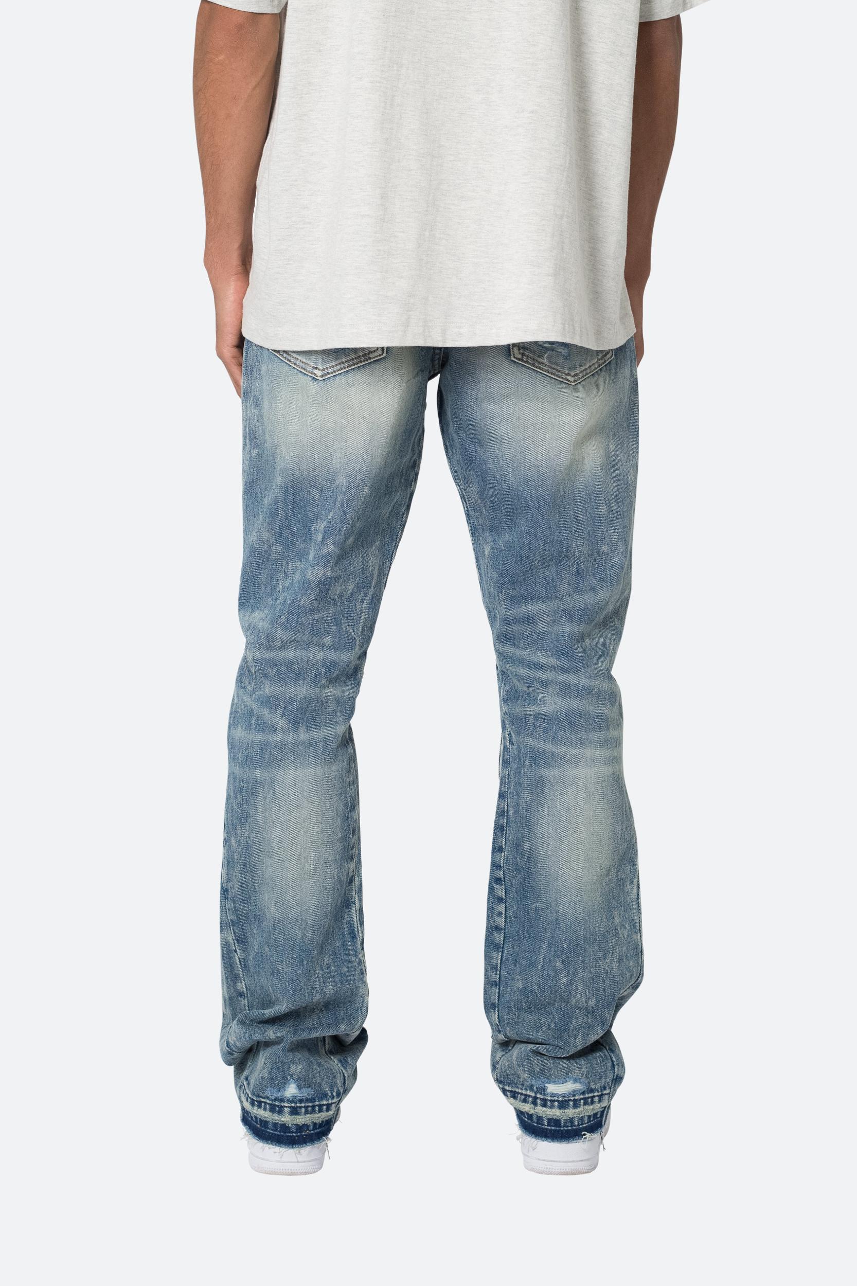 B615 Knee Hole Flare Denim - Blue Product Image