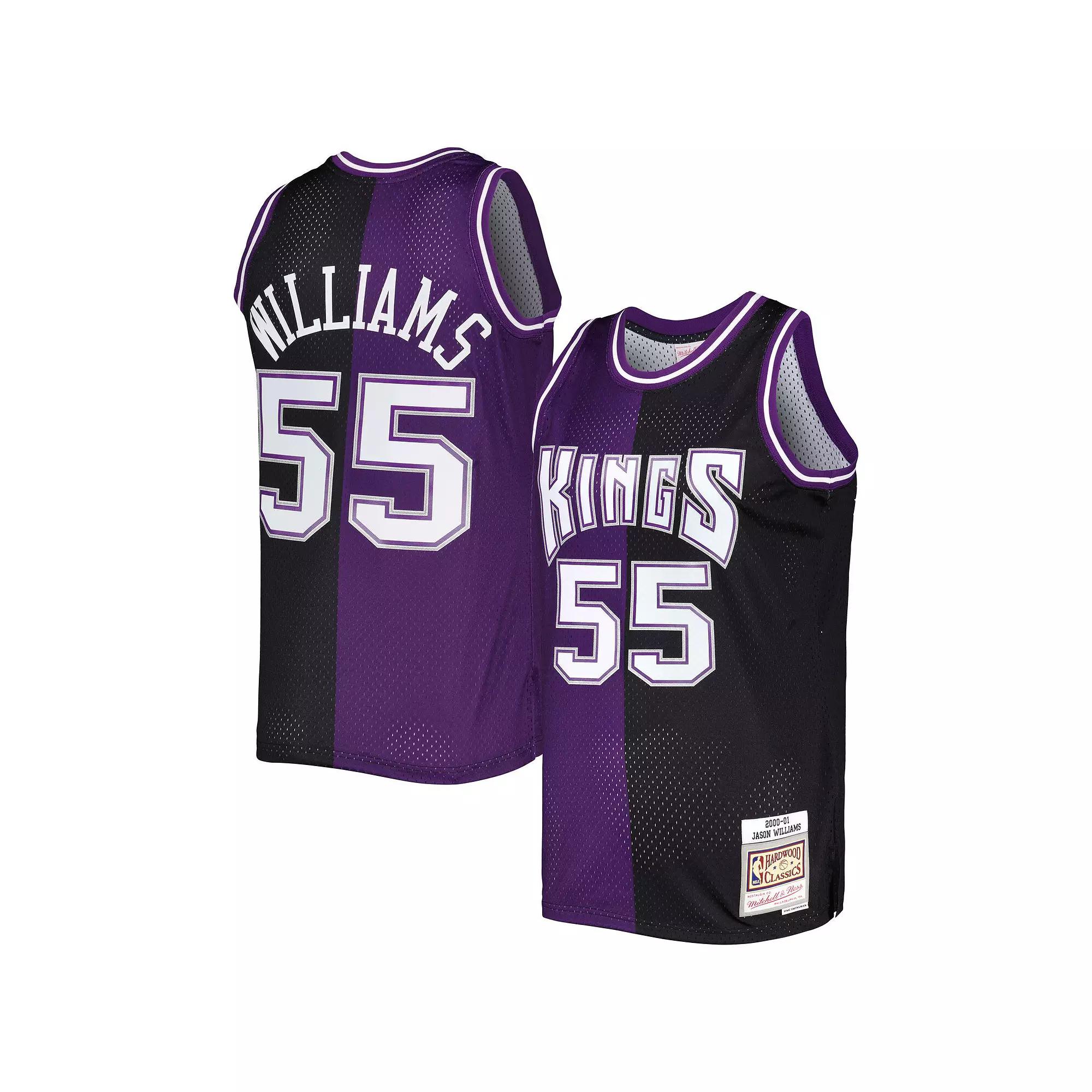 Men's Mitchell & Ness Jason Williams Purple/Black Sacramento Kings Hardwood Classics 2000-01 Split Swingman Jersey, Size: Small, Kng Purple Product Image