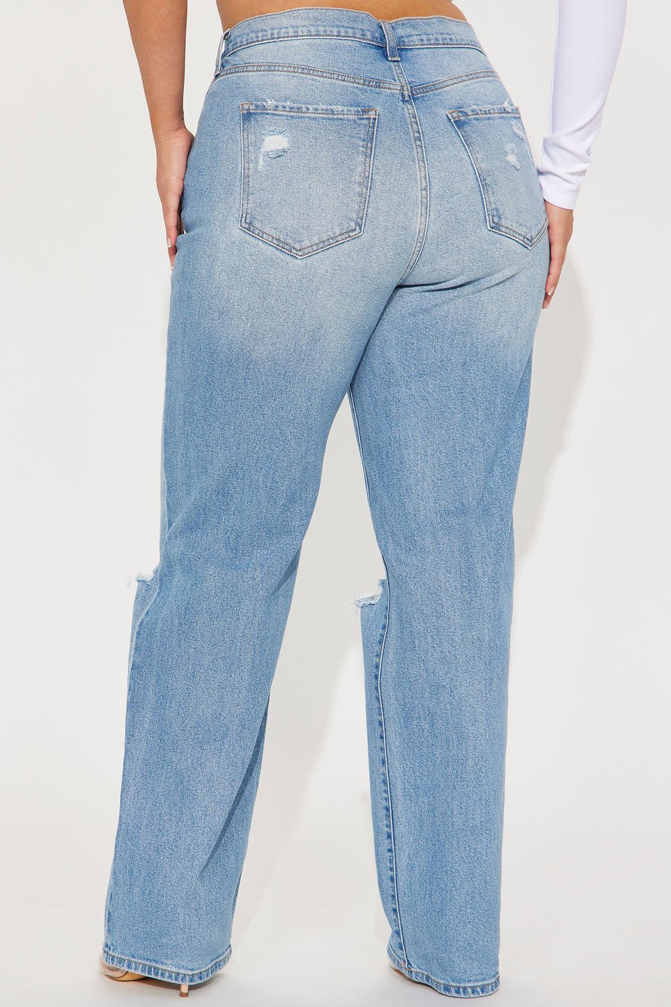 Tall As You Please Ripped Straight Leg Jeans - Light Blue Wash Product Image
