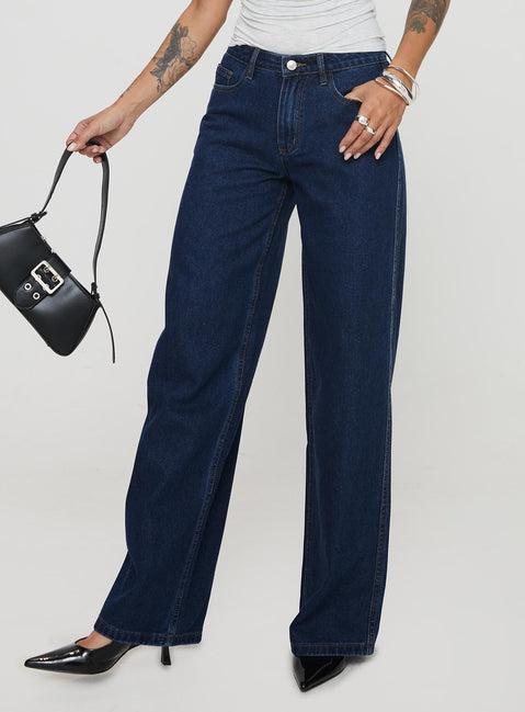Maryanne Mid Rise Straight Leg Jeans Dark Wash Product Image