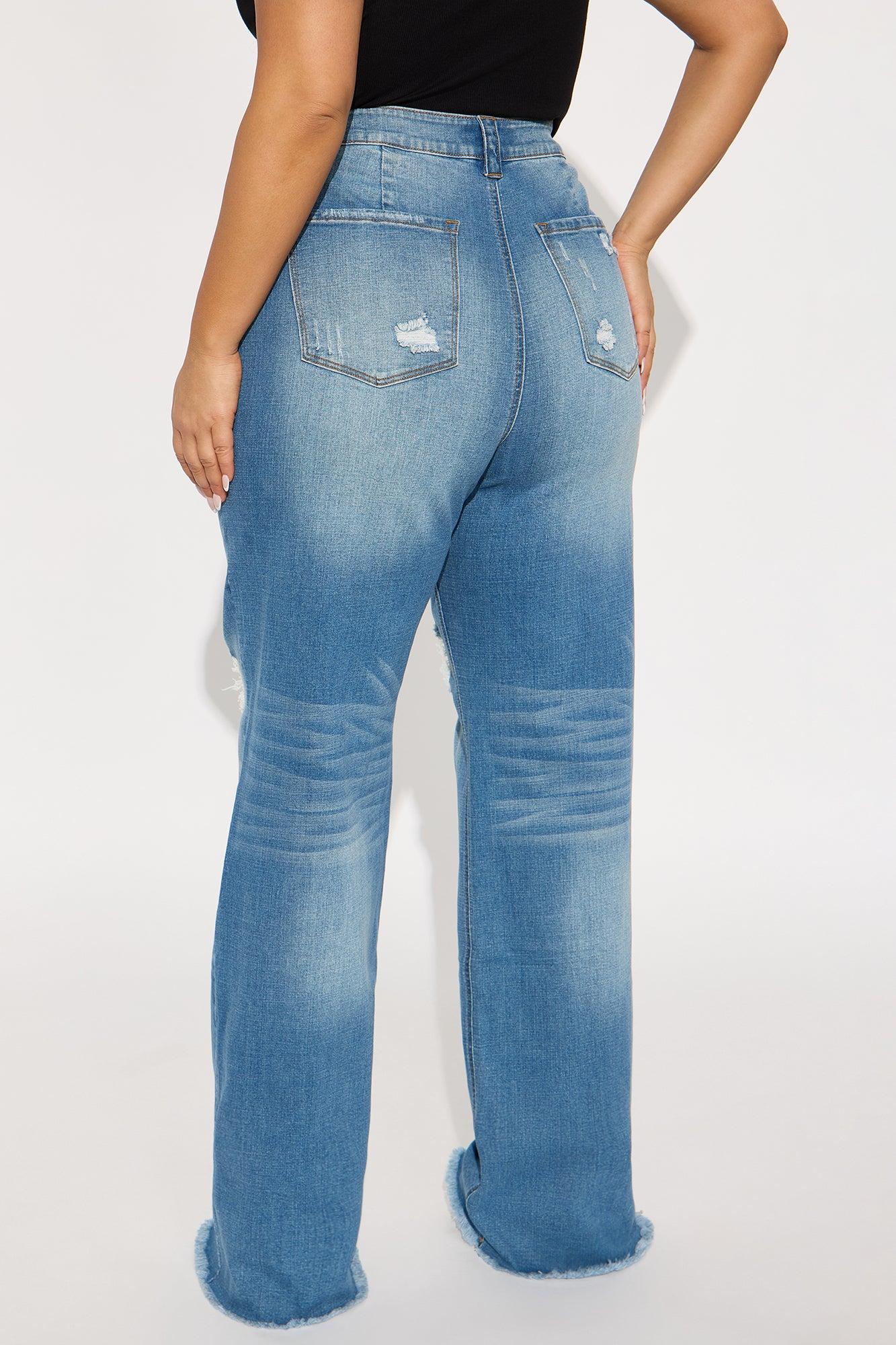 Tall Coldwater Canyon Stretch Ripped Wide Leg Jeans - Medium Wash Female Product Image
