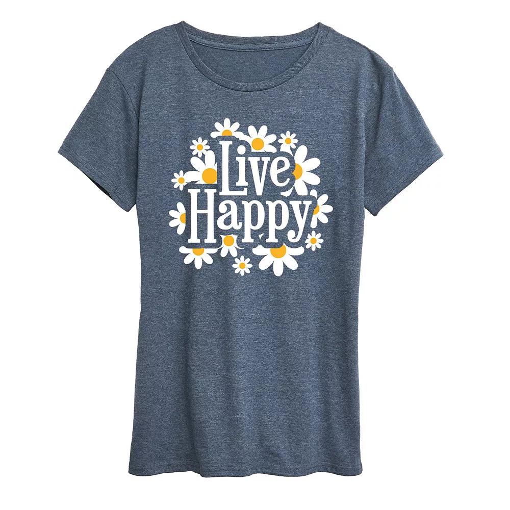Women's Live Happy Daisies Graphic Tee,  Product Image