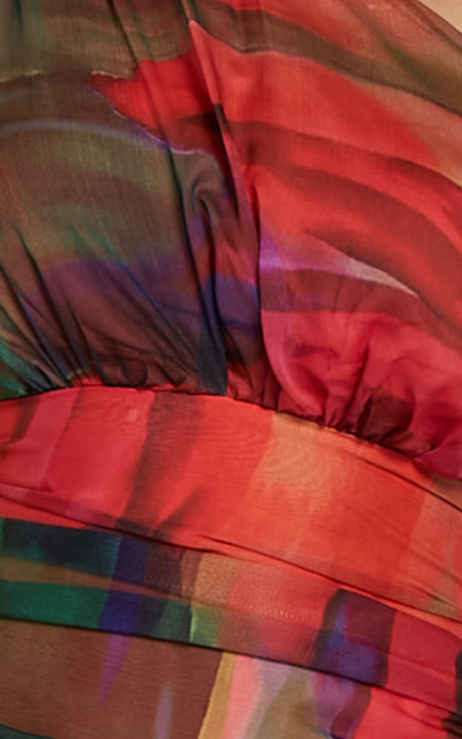 Chelsea Midi Dress - One Shoulder Tie Strap Layered Dress in Print Product Image