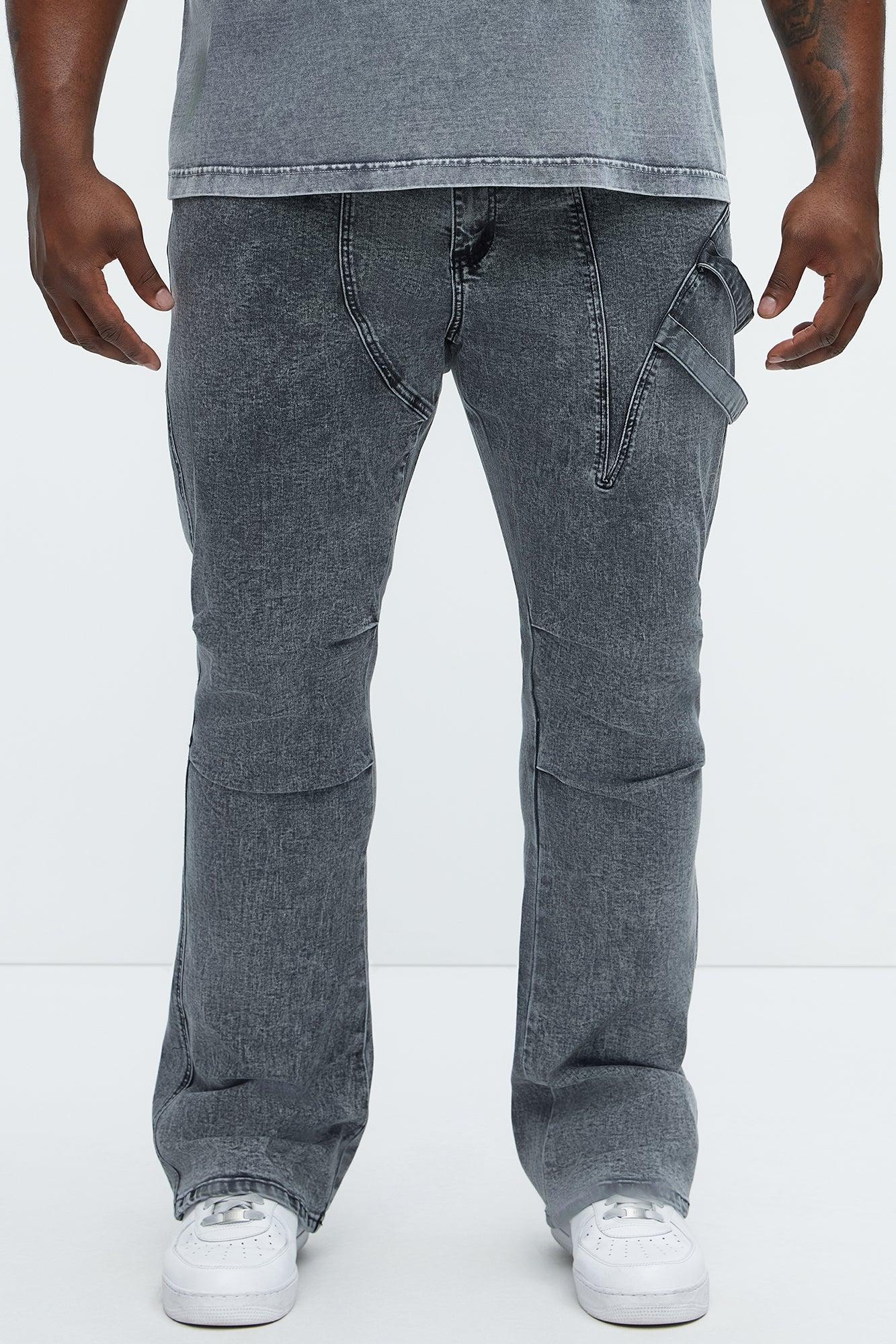 Daly Asymmetrical Stacked Slim Flare Jeans - Grey Product Image