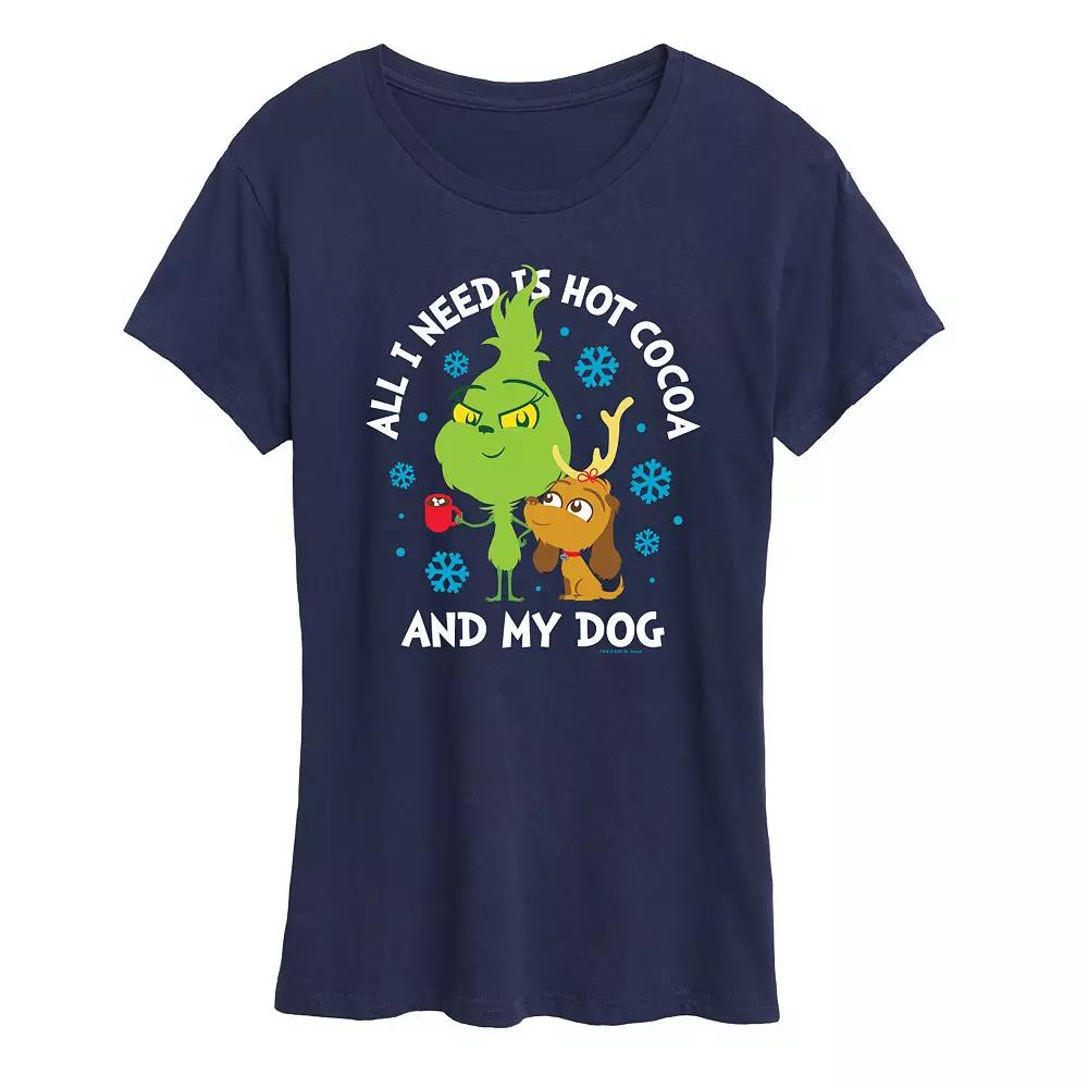 Women's Dr. Seuss The Grinch Hot Cocoa And My Dog Graphic Tee, Girl's,  Product Image