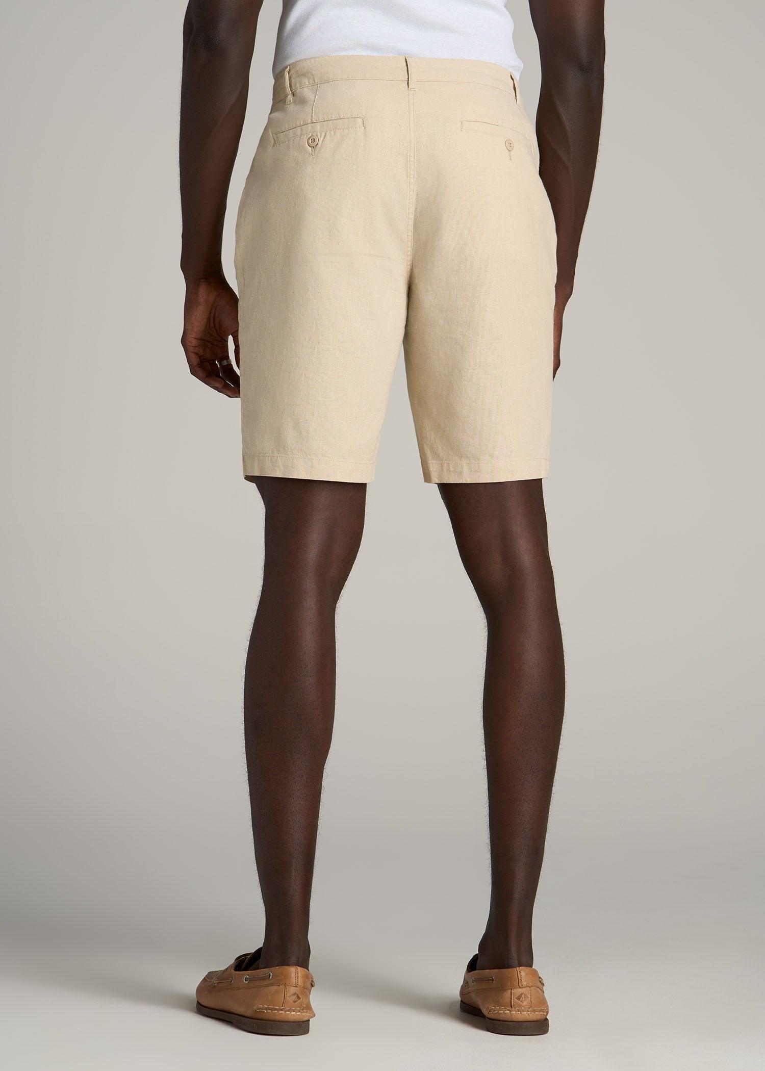 Linen Shorts For Tall Men in Burnt Orange Male Product Image