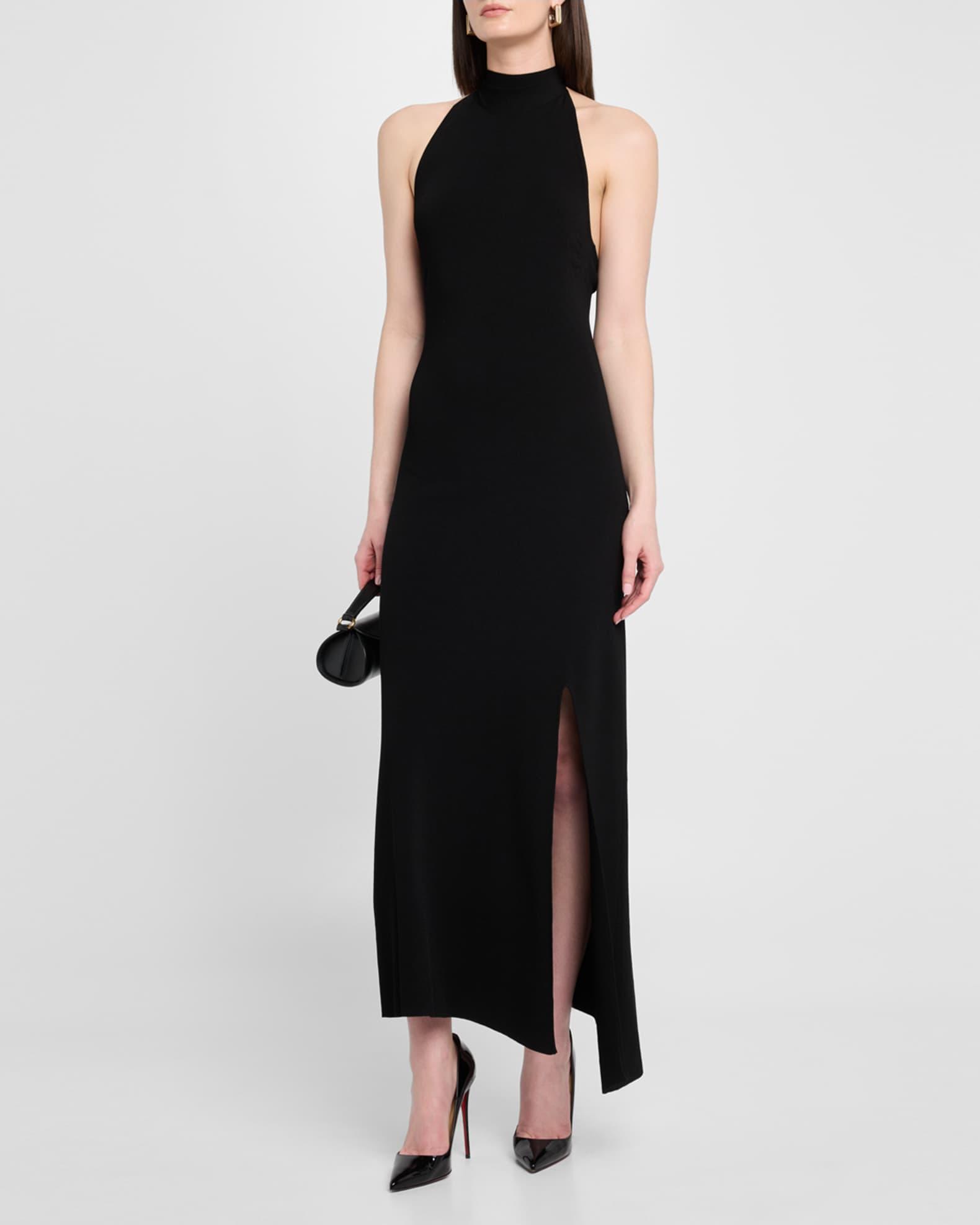 Matte Viscose Halterneck Slit Maxi Dress Product Image