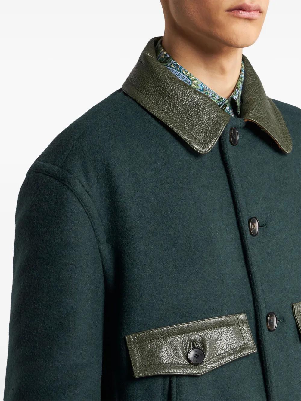 leather-trimmed shirt jacket Product Image