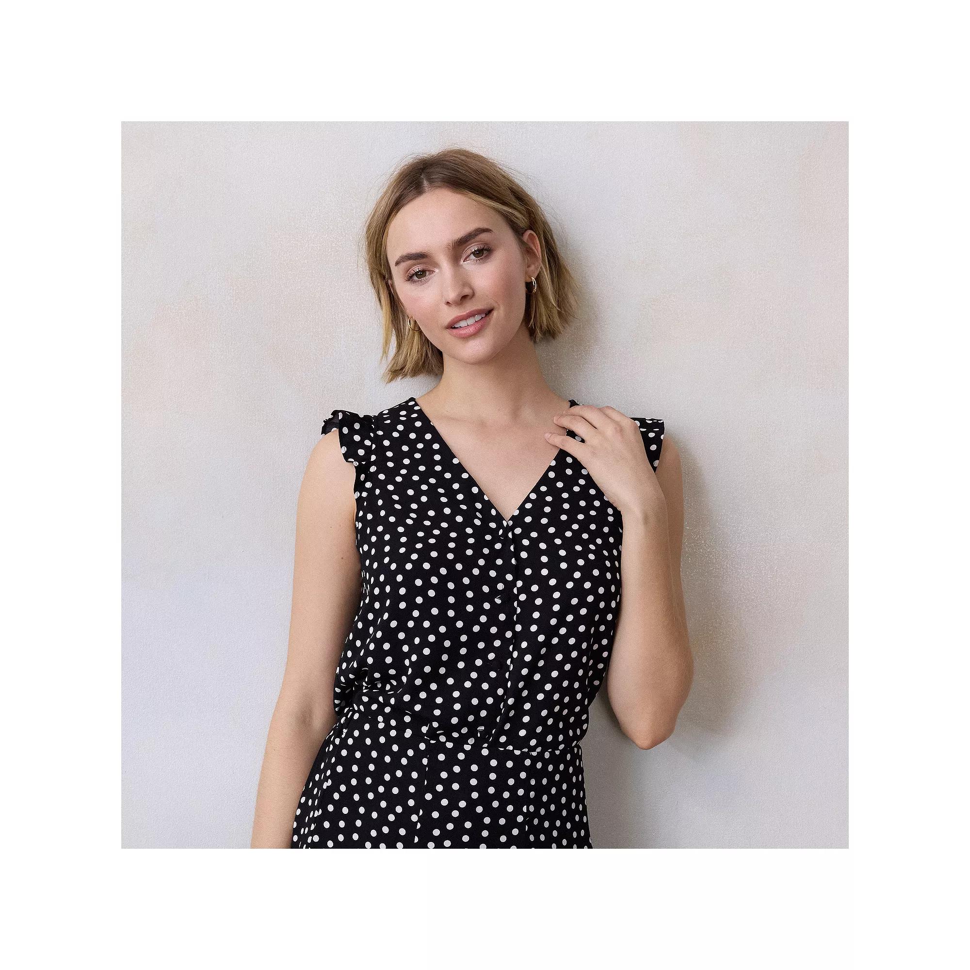 Petite LC Lauren Conrad Ruffle Shoulder V-Neck Tank Top, Women's,  Product Image