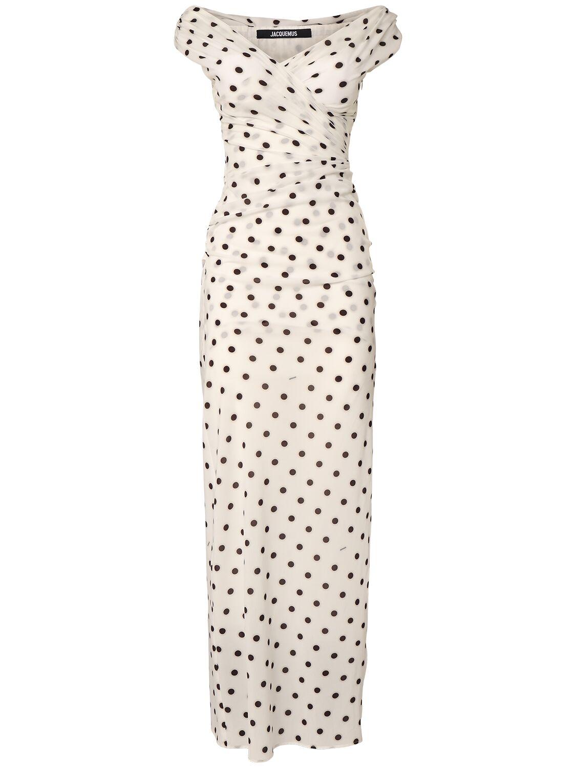 JACQUEMUS Women Rita Pois Long Dress In White Product Image