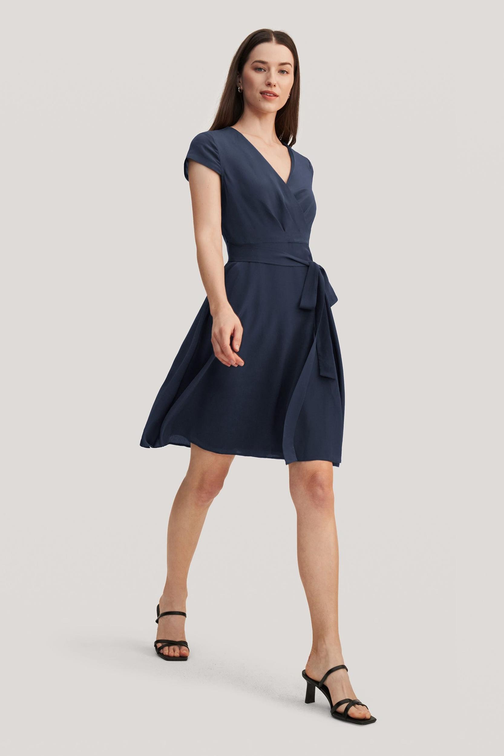 Figure Flattering Silk Wrap Dress Product Image