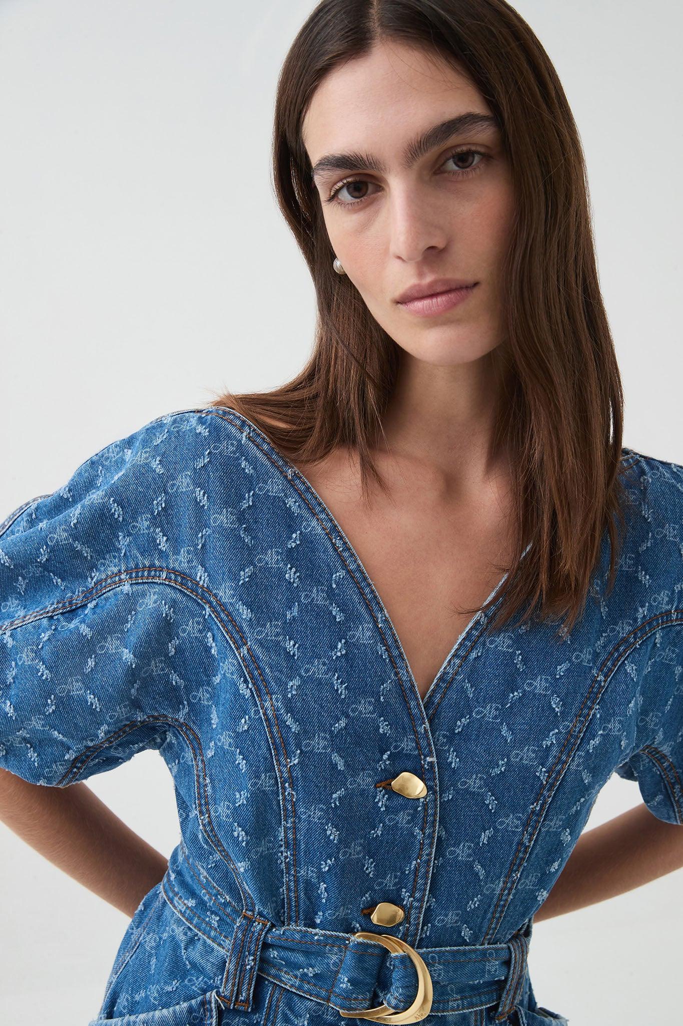 Check Denim Mini Dress Product Image