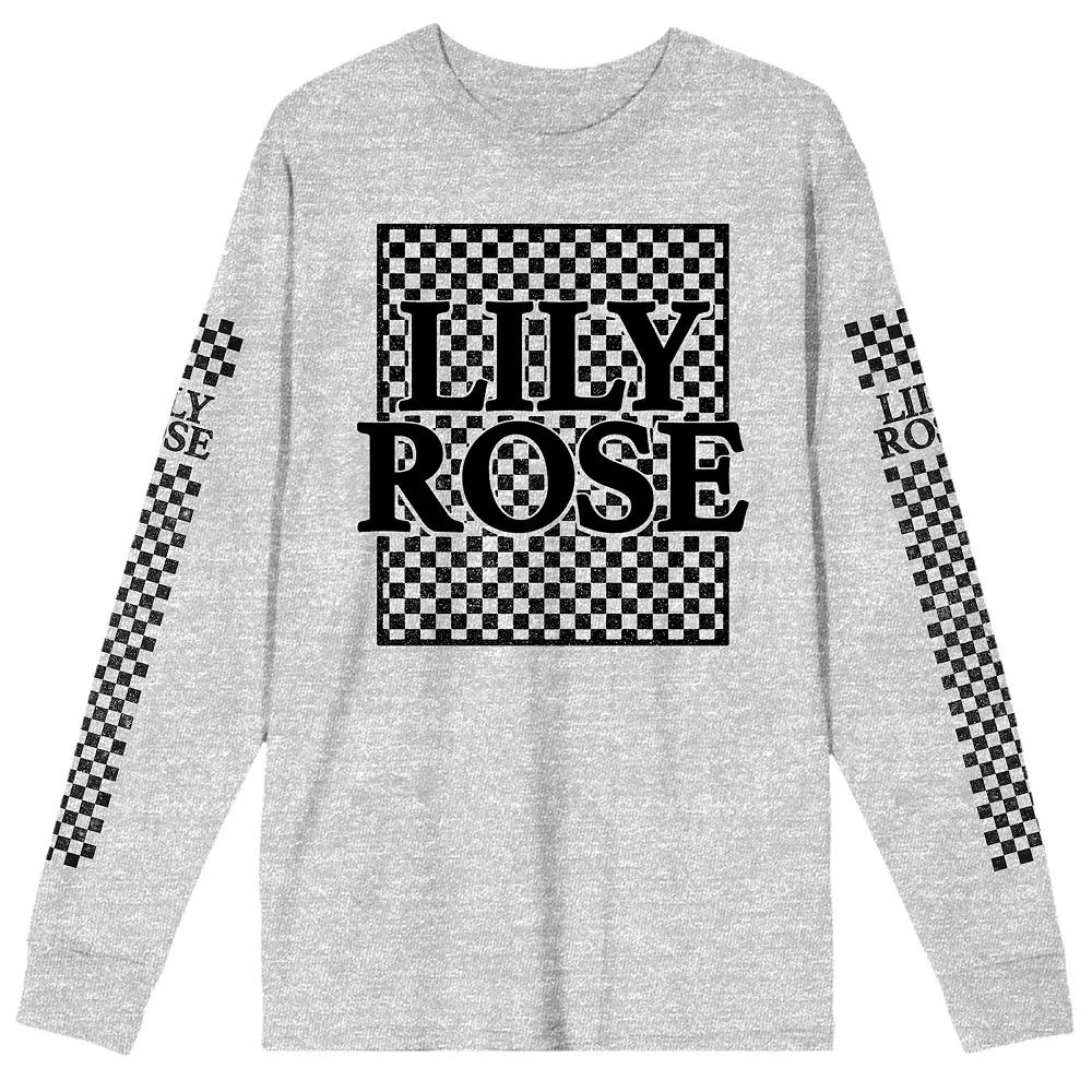 Men's Lily Rose Checkered Patterns Long Sleeve Graphic Tee,  Product Image