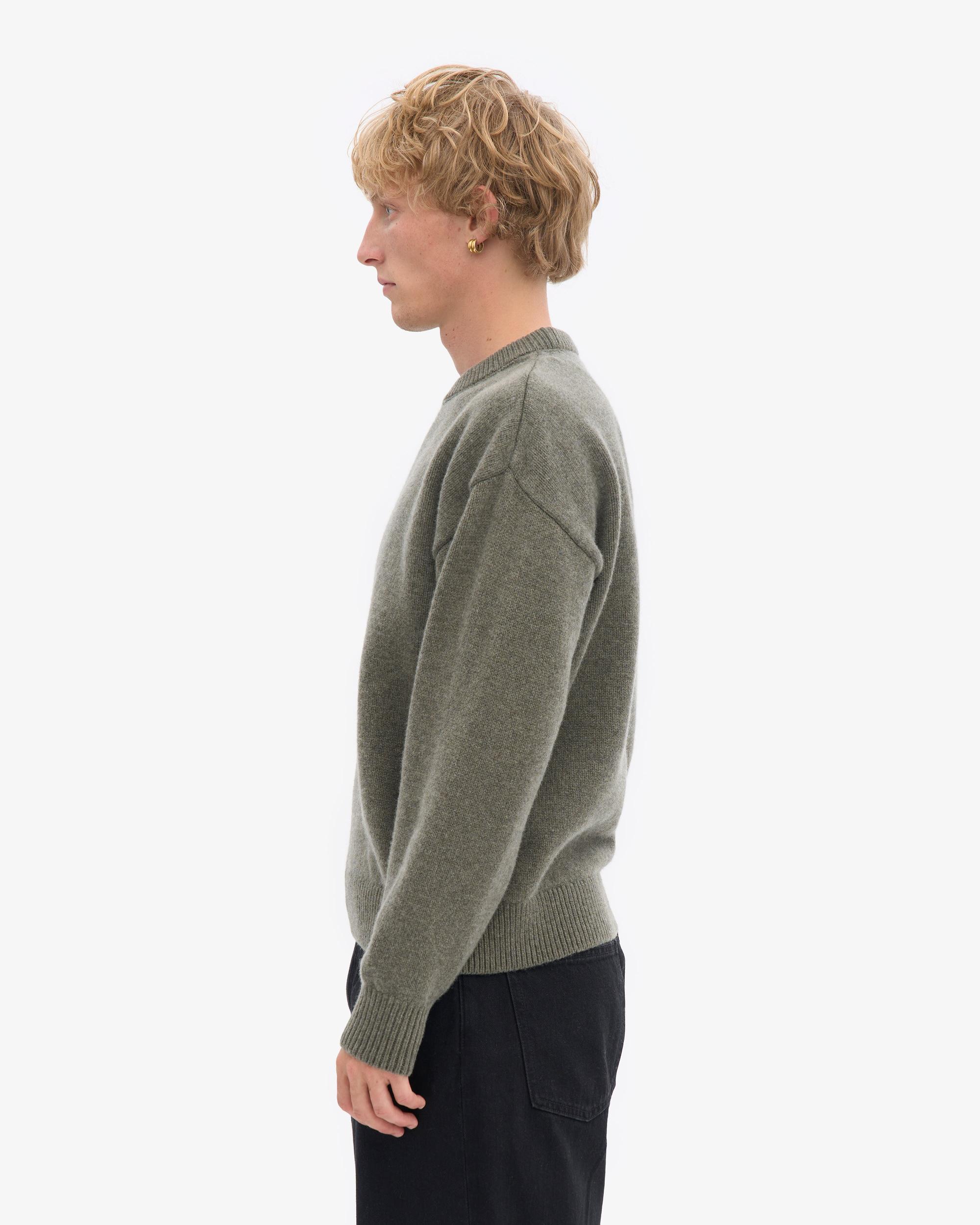Oversized Merino Wool Crew - Dusty Olive Product Image