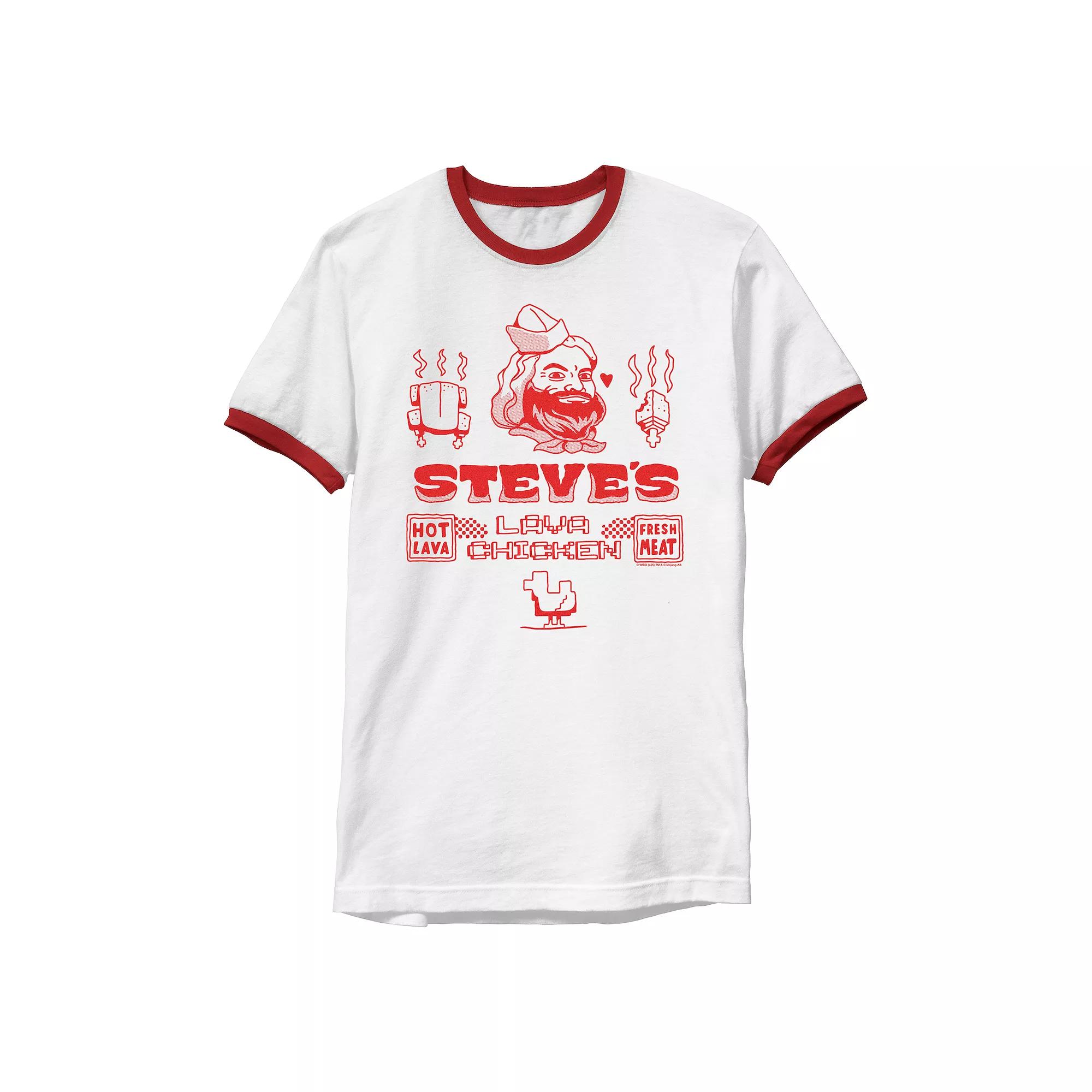 Men's Minecraft Movie Steve's Lava Chicken Ringer Graphic Tee,  Product Image
