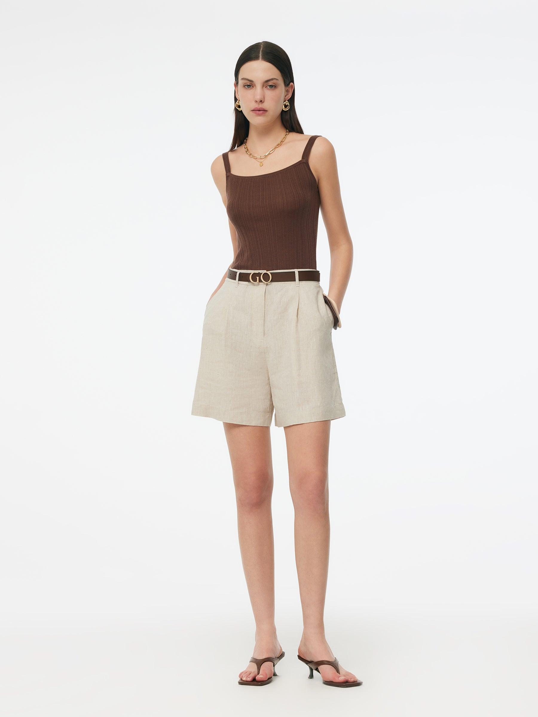 100% Linen Women Pocket Shorts Product Image