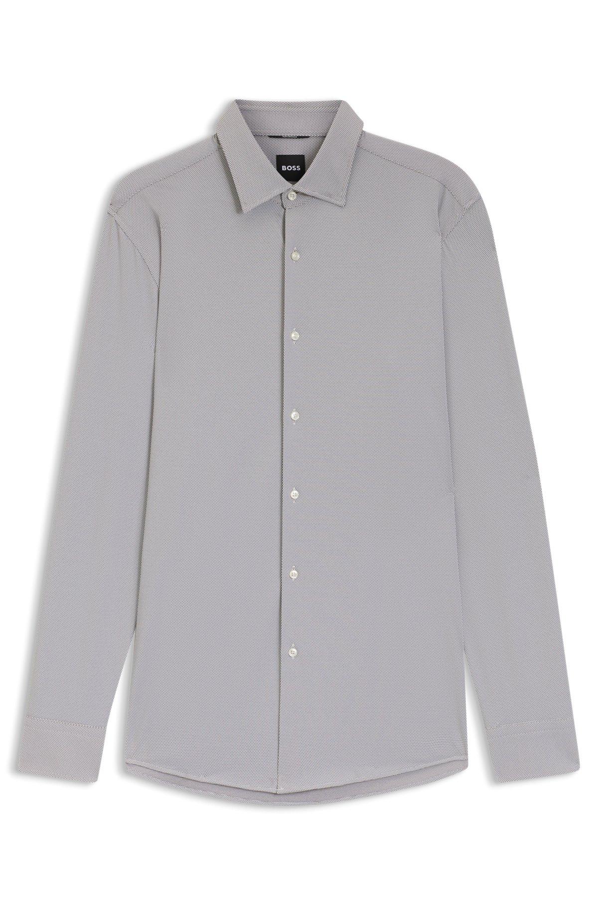 Slim-fit shirt in structured performance-stretch fabric Product Image