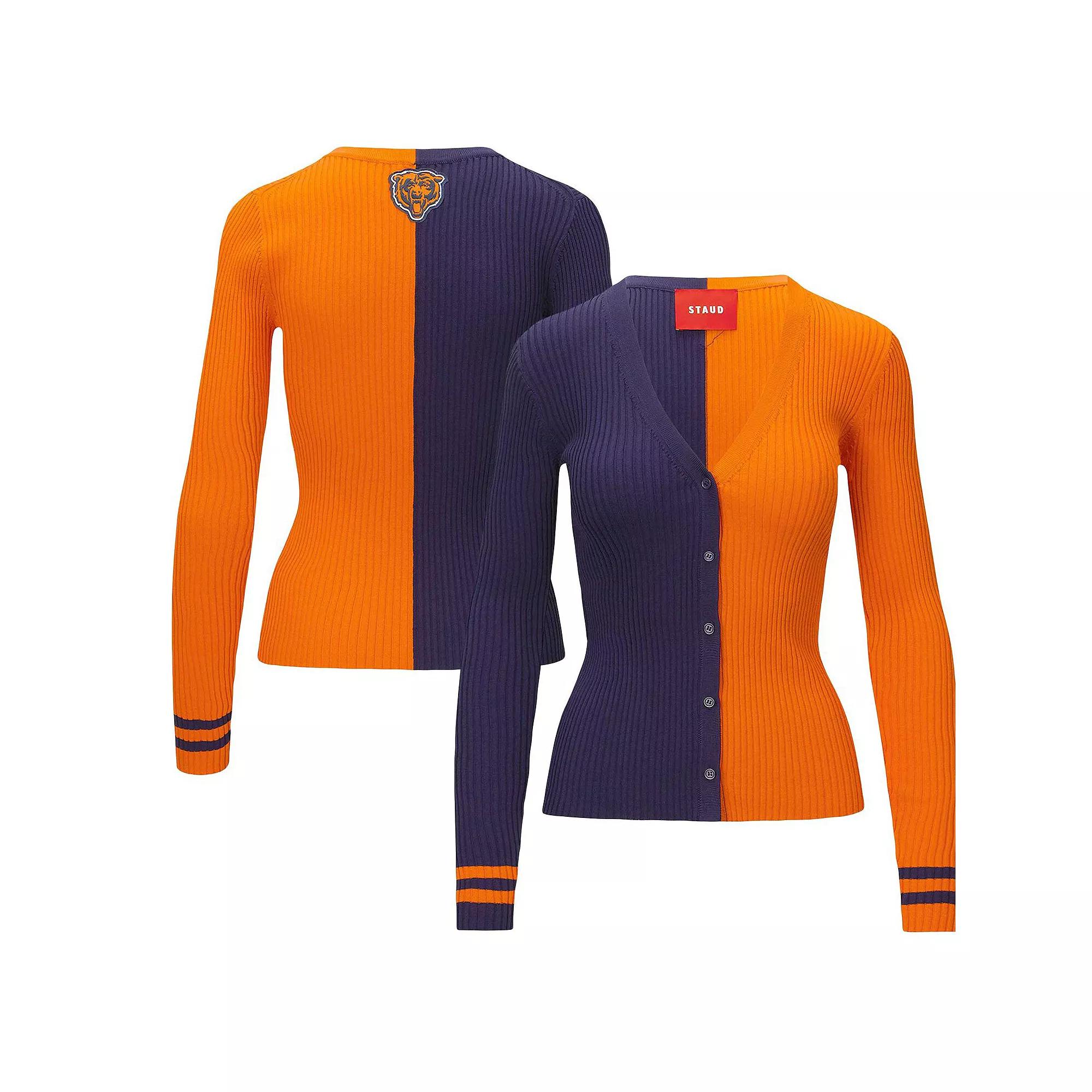 Women's STAUD Navy/Orange Chicago Bears Cargo Sweater, Size: Large, Blue Product Image