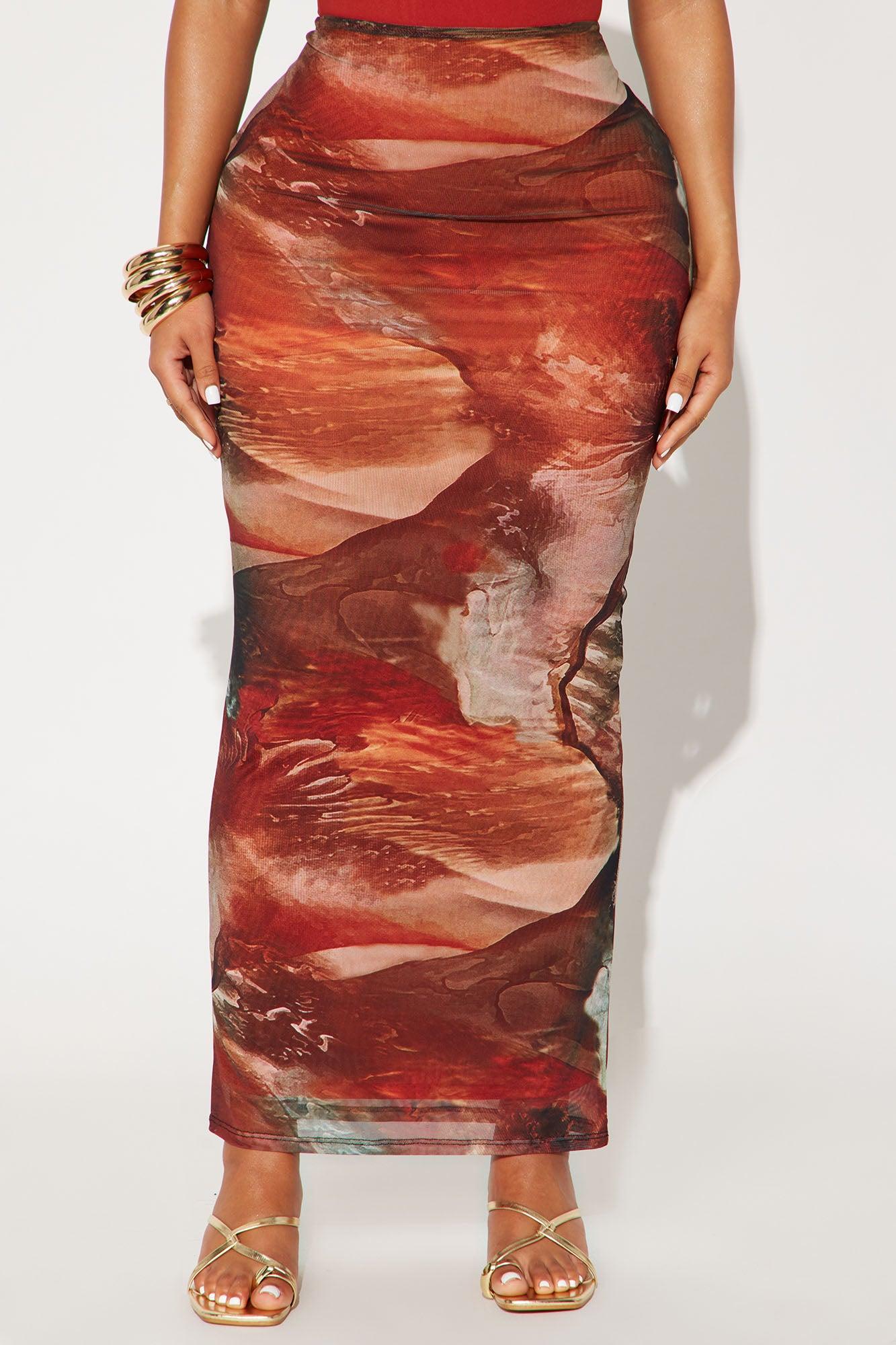 Desert Vibe Mesh Maxi Skirt - Brown/combo Product Image