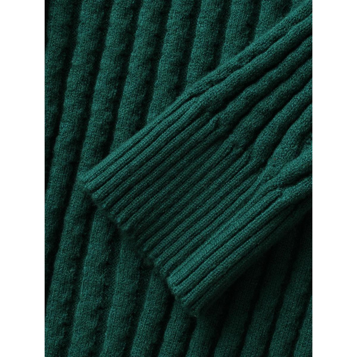 Plus Size Supersoft Essentials Textured Round Neck Slim Cardigan DarkGreen Women Leisure Bodycon Long Sleeve Casual Cardigans BloomChic 18-20/2X Product Image