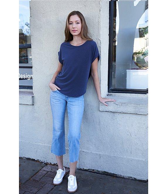 Lucky Brand Sweet Mid Rise Straight Raw Hem Kick Crop Jeans Product Image