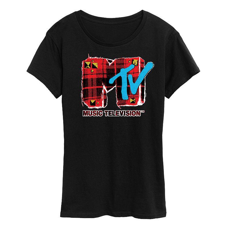 Women's MTV Grunge Plaid Graphic Tee,  Product Image