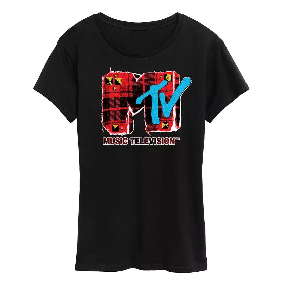Women's MTV Grunge Plaid Graphic Tee,  Product Image