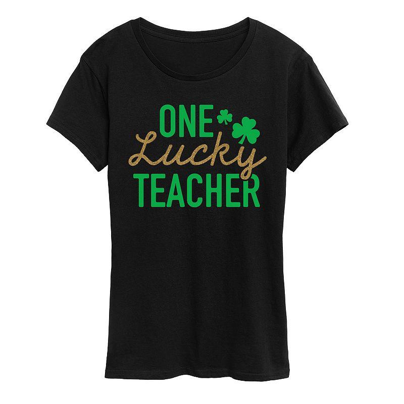 Women's One Lucky Teacher Graphic Tee, Girl's,  Product Image