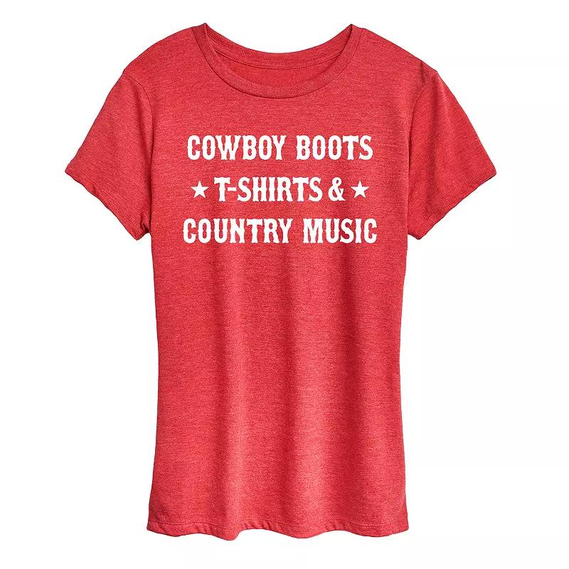 Women's Cowboy Boots And Music Graphic Tee,  Product Image