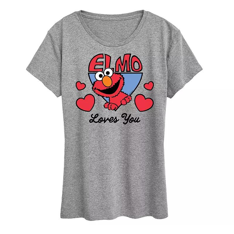 Womens Sesame Street Elmo Loves You Graphic Tee Grey Gray Product Image