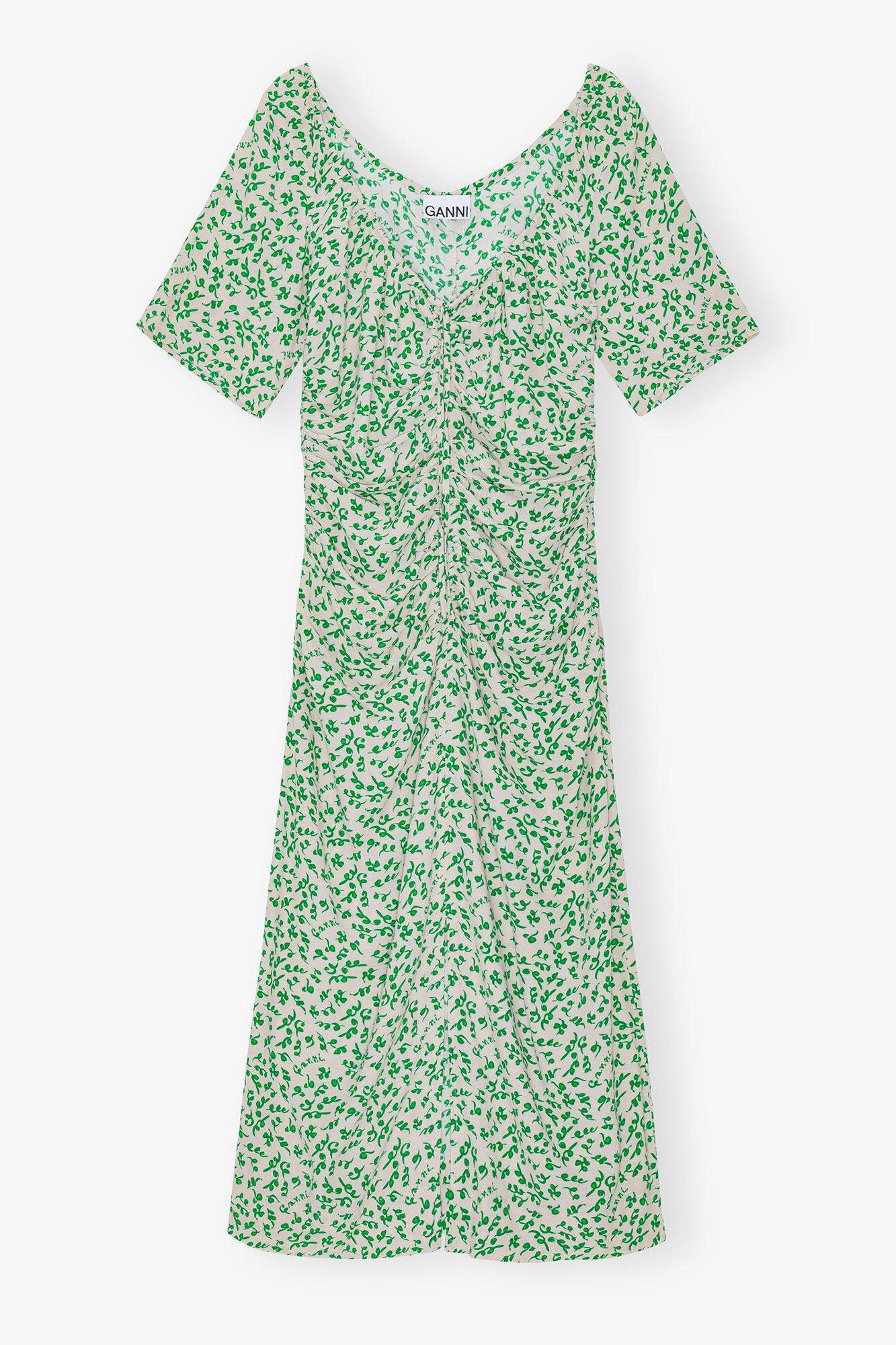 Printed Crepe U-neck Midi Dress Product Image