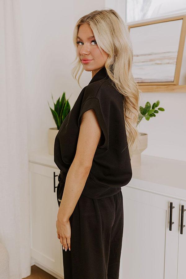 Street Style Chic Scuba Top in Black Product Image