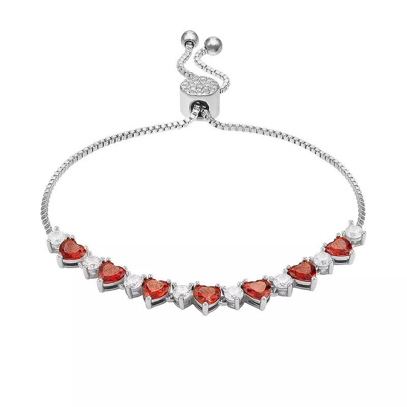 Brilliance Cubic Zirconia & Crystal Heart Bar Adjustable Bracelet, Women's, Gold Tone Team Product Image