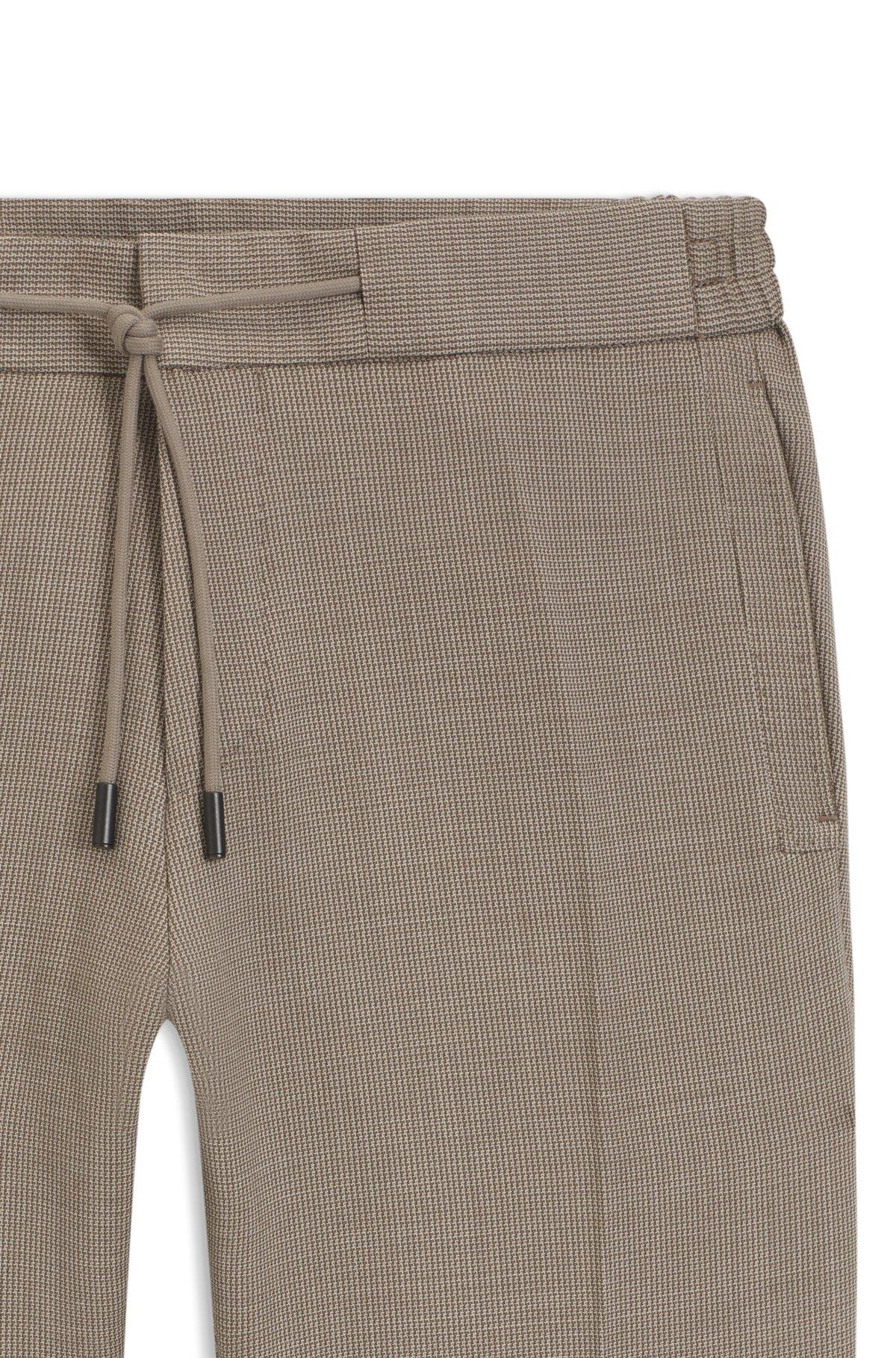 BOSS - Slim-fit pants in micro-patterned wool - Khaki Product Image