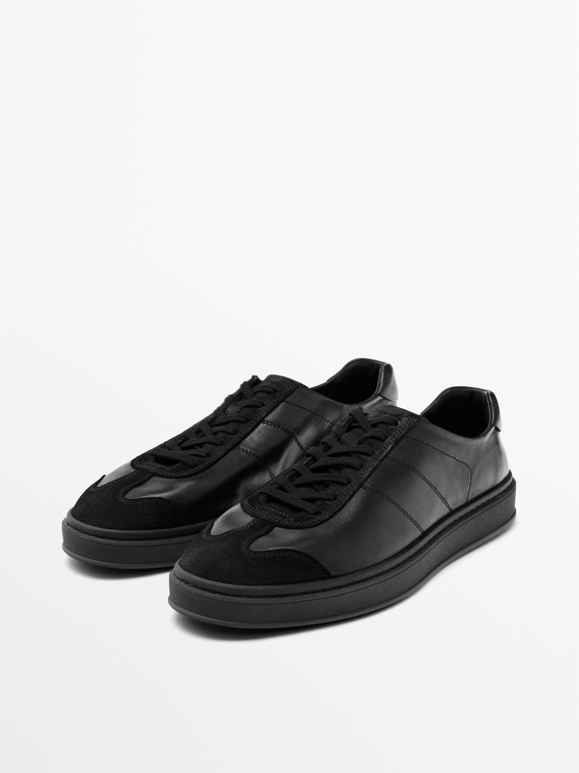 Contrast leather trainers Product Image