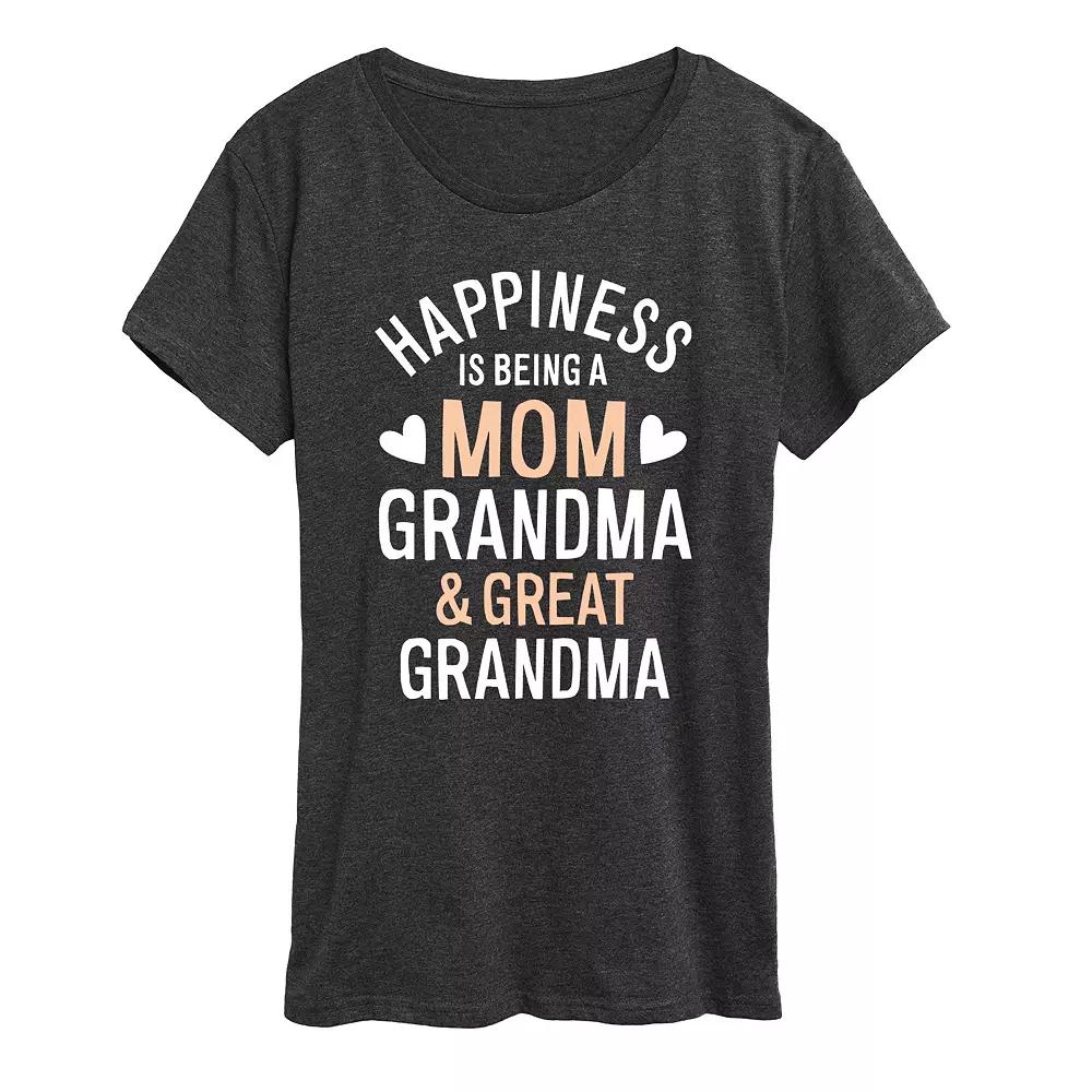 Women's Happiness Mom Grandma & Great Grandma Graphic Tee, Girl's,  Product Image