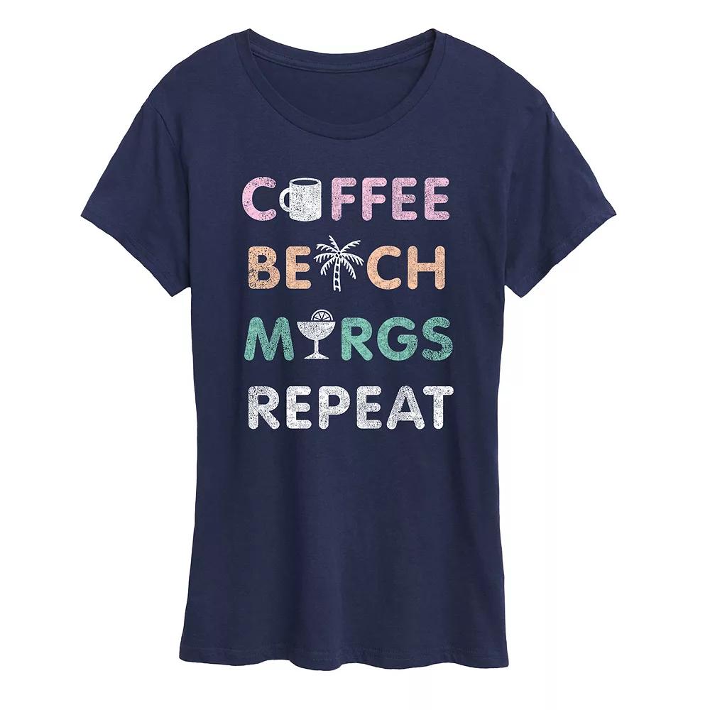 Women's Coffee Beach Repeat Graphic Tee,  Product Image
