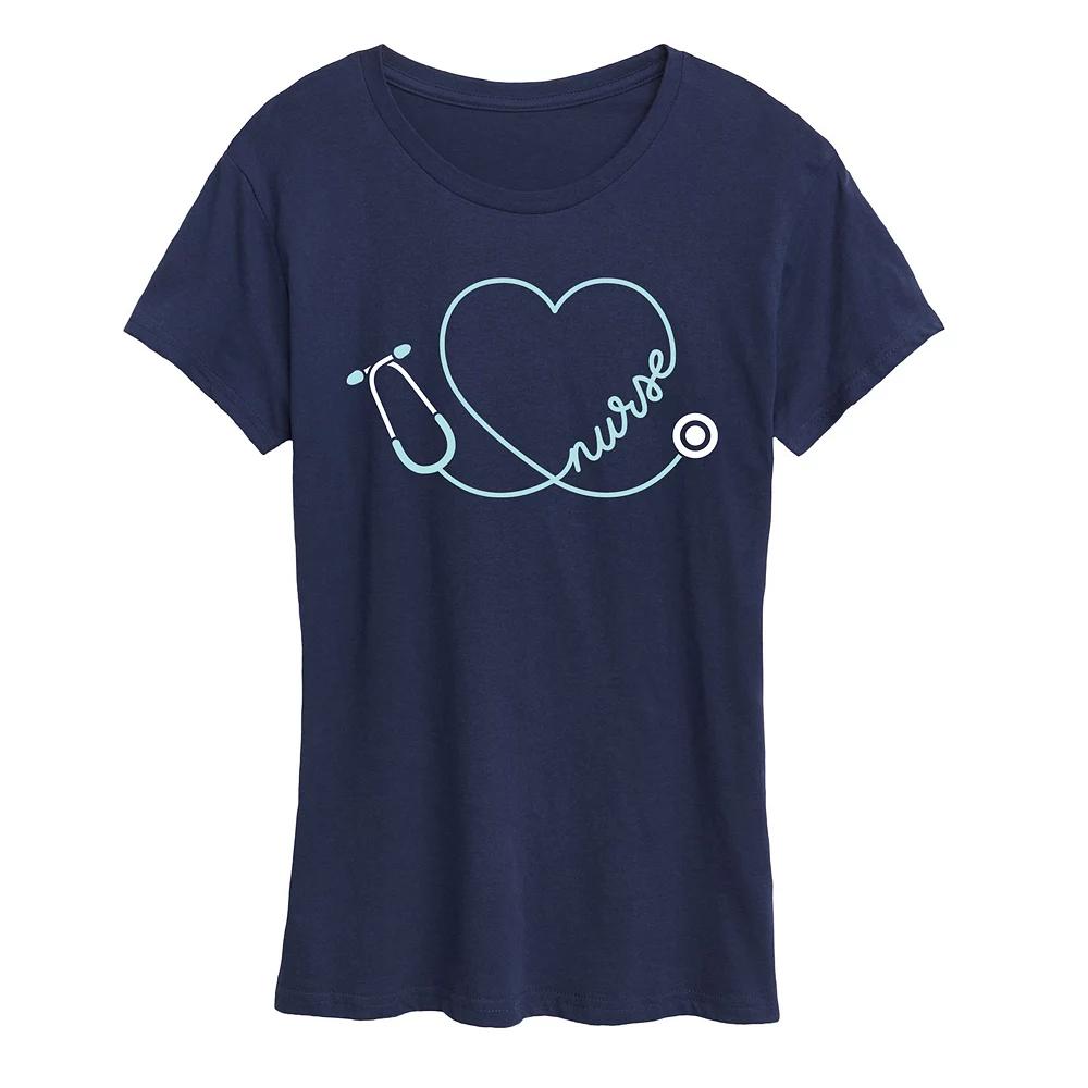 Women's Nurse Heart Stethoscope Graphic Tee, Girl's,  Product Image