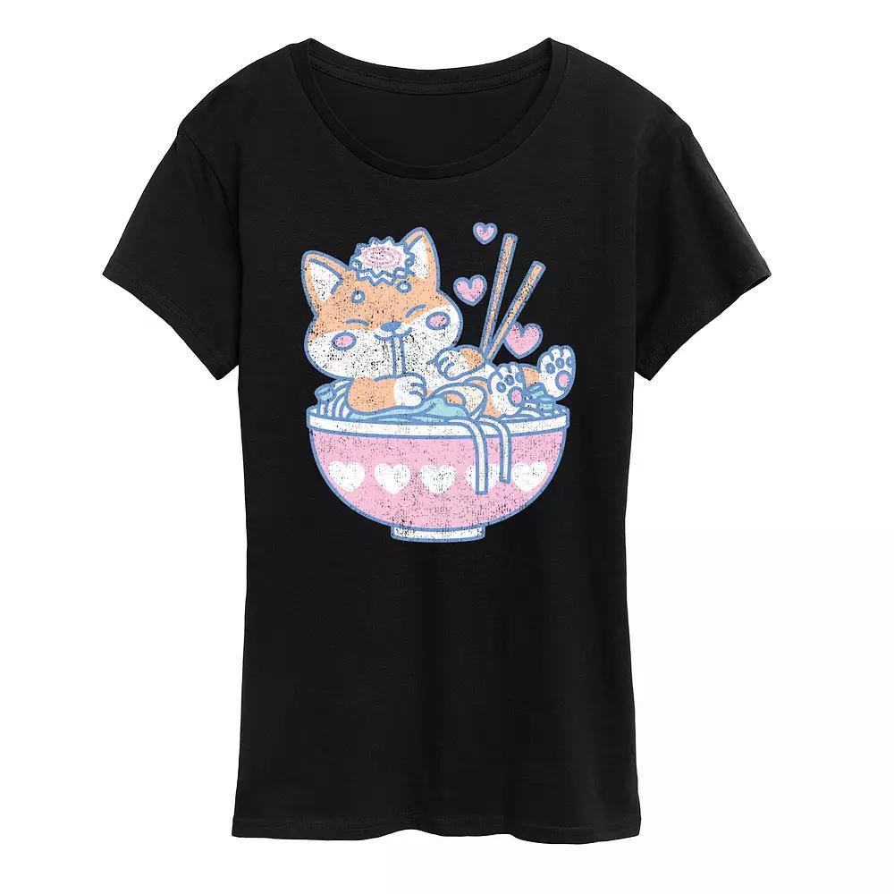 Women's Kawaii Ramen Shiba Inu Graphic Tee,  Product Image